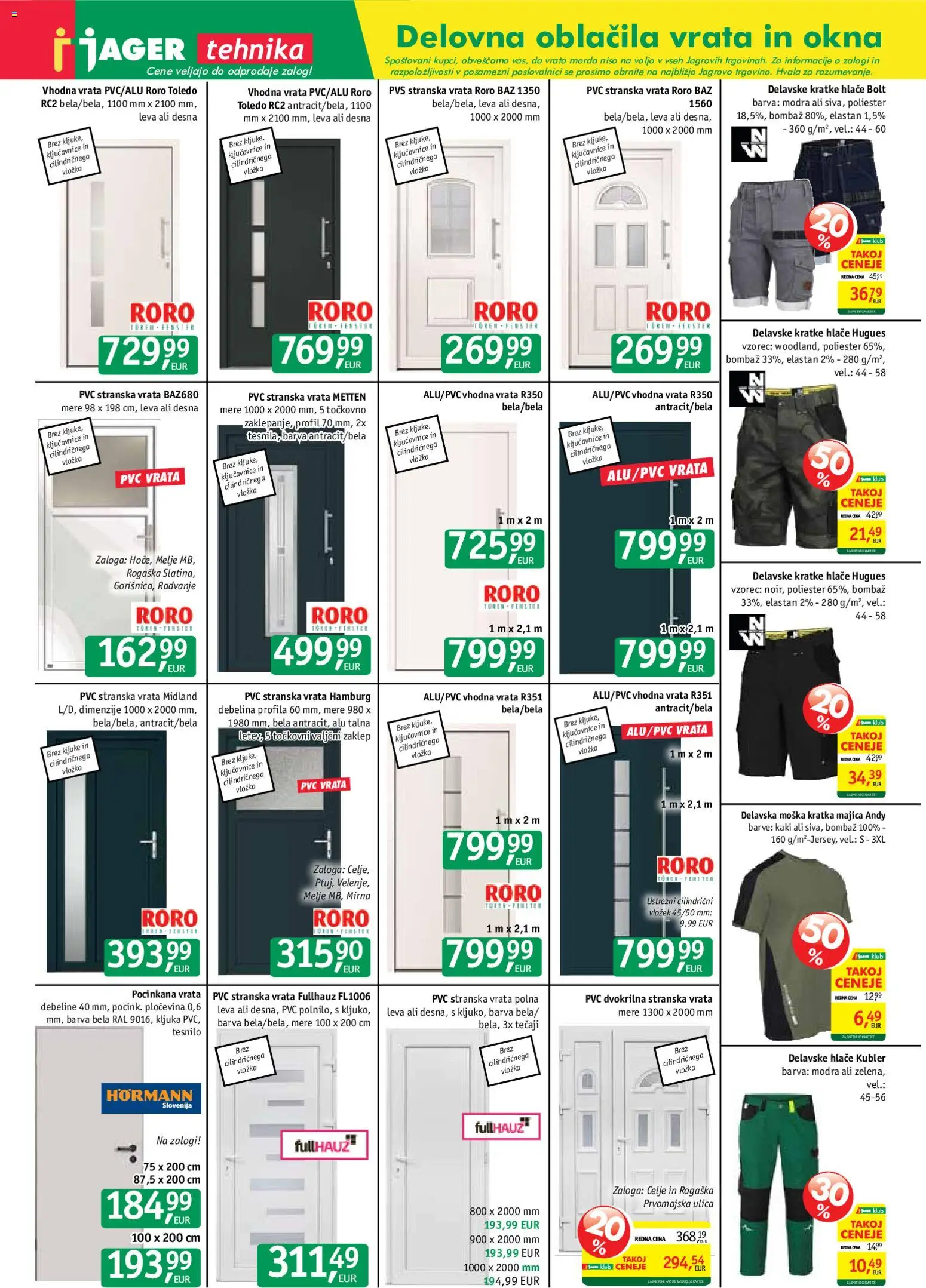 Novi Jager katalog ponudbe – veljaven od 05.08.2026 | Stran: 12 | Izdelki: Kljuka, PVC vrata, Oblacila, Vrata