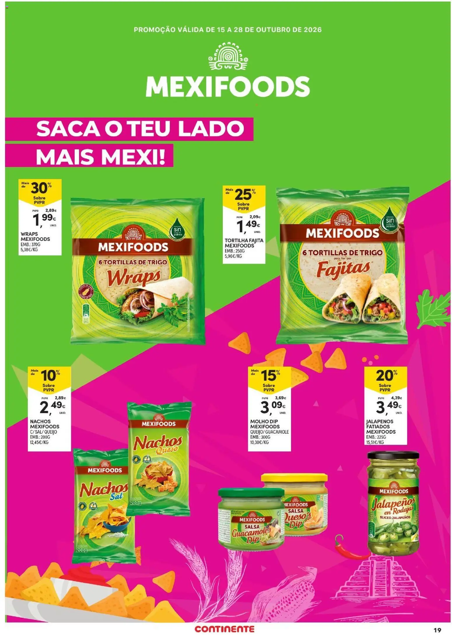 Continente folheto Açores │ válido de 15/10/2026 | Página: 19 | Produtos: Salsa, Guacamole, Queijo