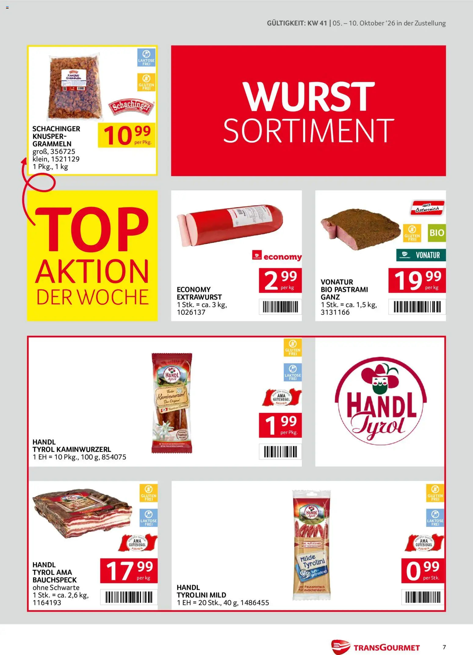 Transgourmet Zustellaktion gültig ab 05.10.2026 | Seite: 7 | Produkte: Wurst