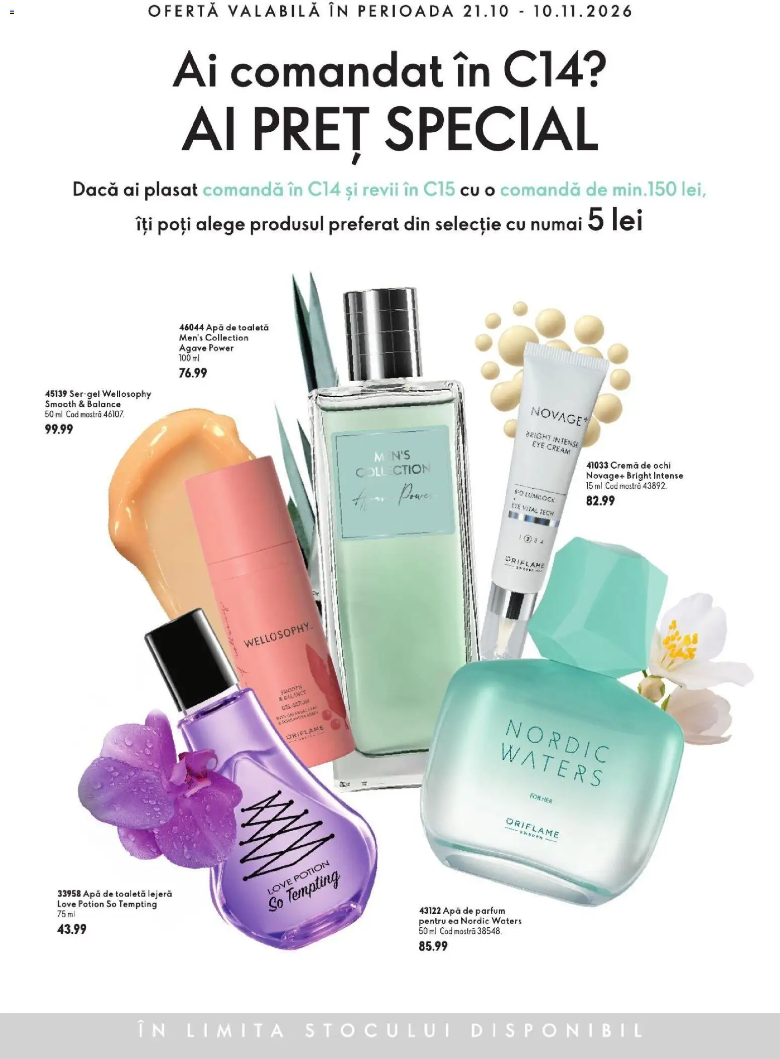 Noul catalog Oriflame – valabil de la 21.10.2026 | Pagină: 5 | Produse: Bio, Ochi, Toaletă, Apă