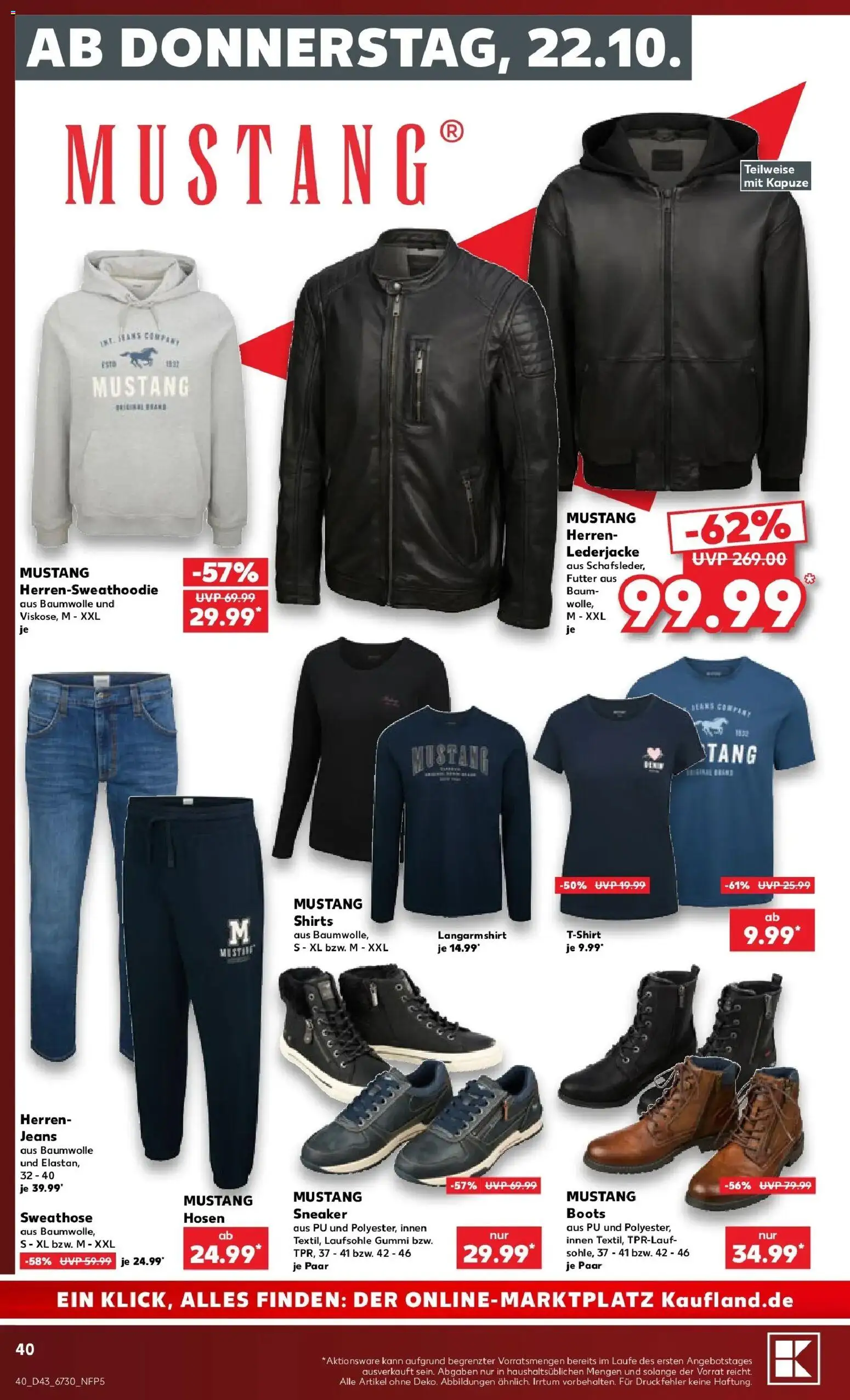 Prospekt Kaufland ab 19.10.2026 » Angebote Online zum Blättern | Seite: 44 | Produkte: Sweathose, Langarmshirt, Jeans
