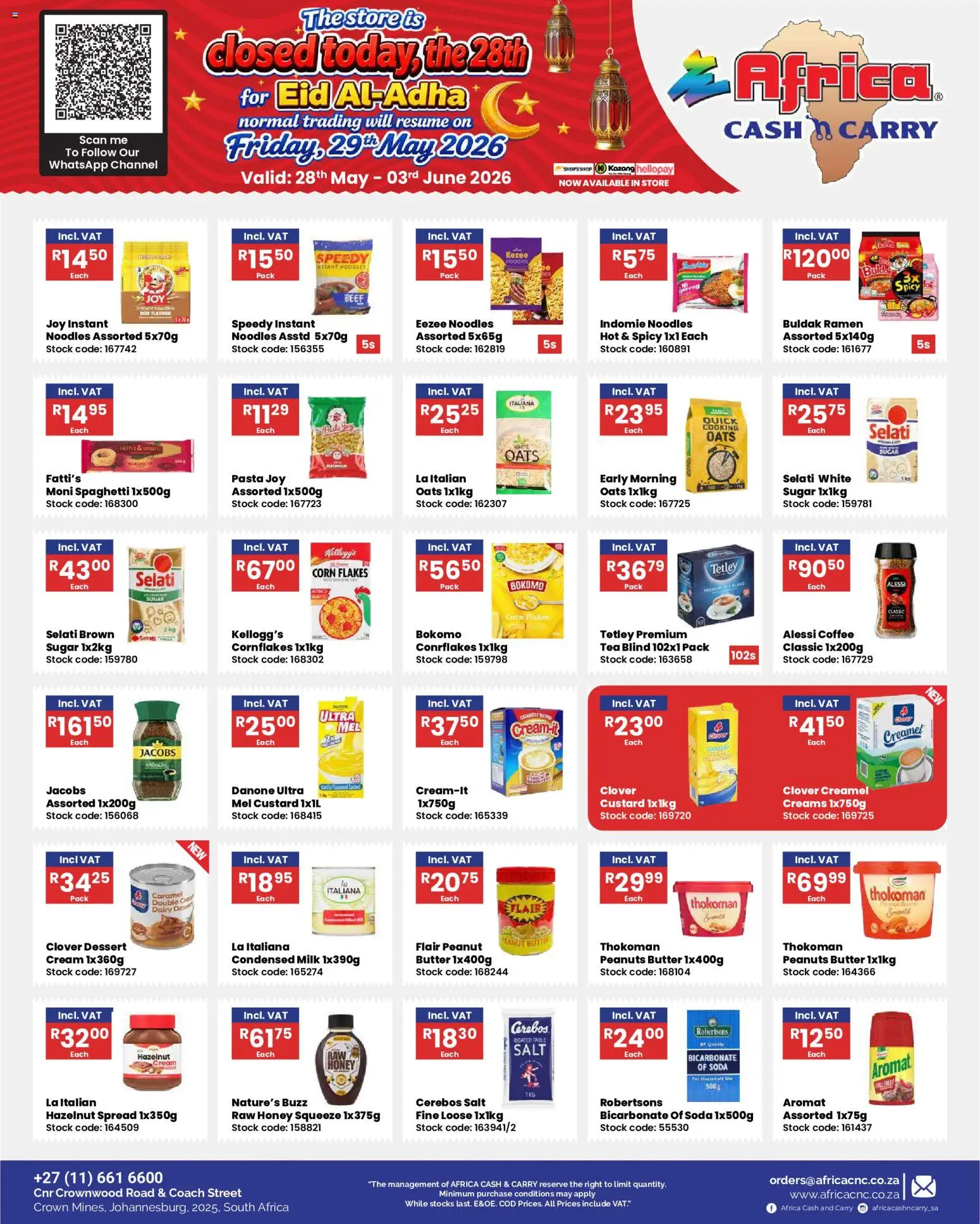 New Africa Cash & Carry catalogue – valid from 28.05.2026 | Page: 26 | Products: Custard, Noodles, Pasta, Aromat