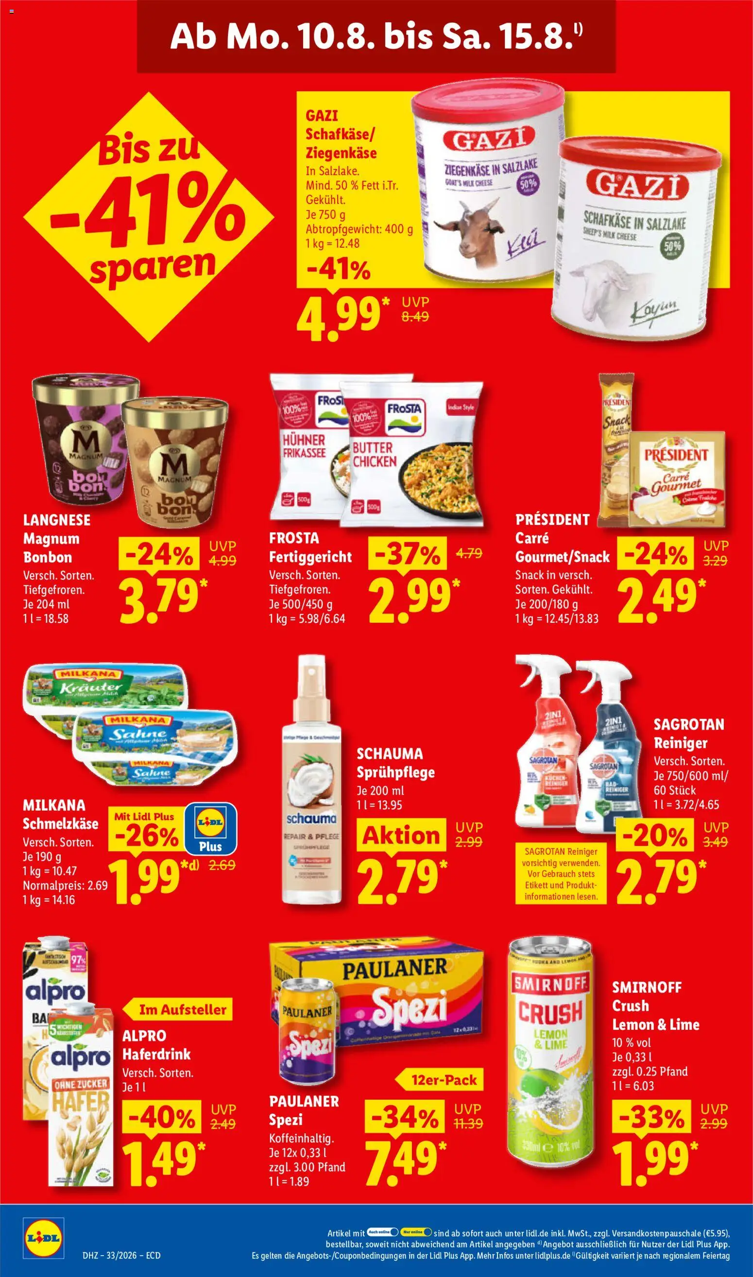 Lidl Prospekt – gültig ab 10.08.2026 | Seite: 22 | Produkte: Paulaner spezi, Zucker, Smirnoff, Paulaner