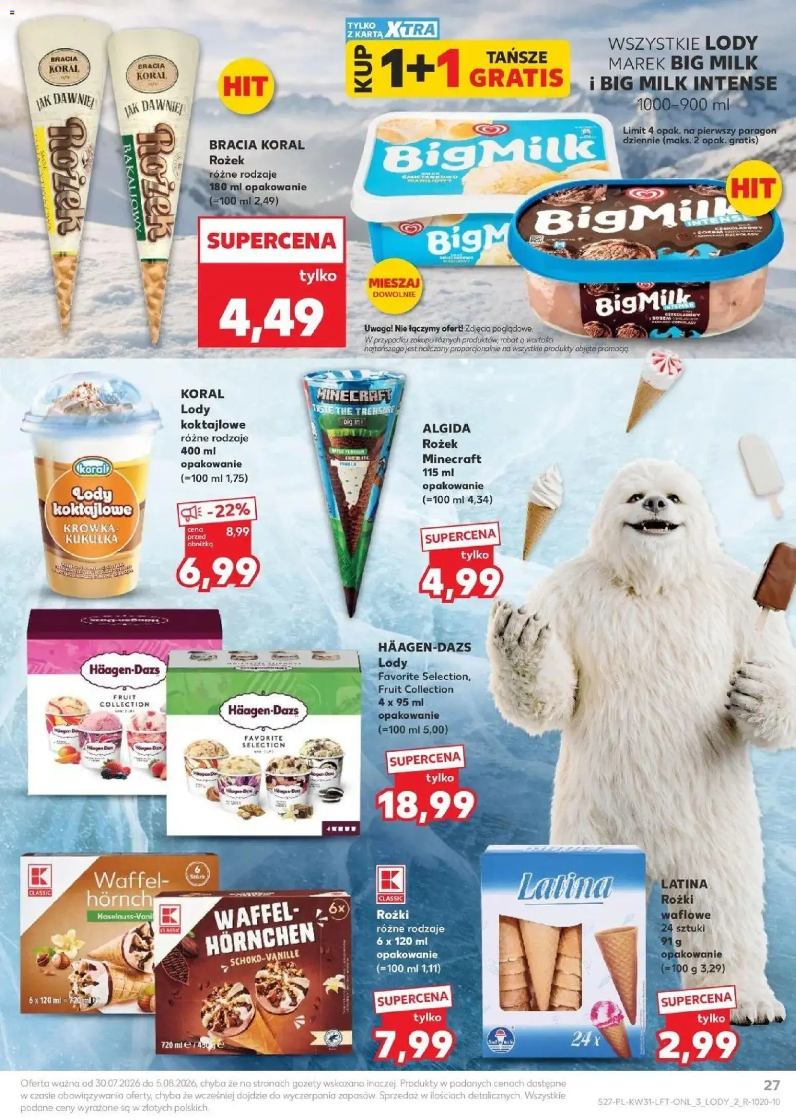 Kaufland gazetka od 30.07.2026 | Strona: 27 | Produkty: Karta, Krowka, Gazety, Big Milk