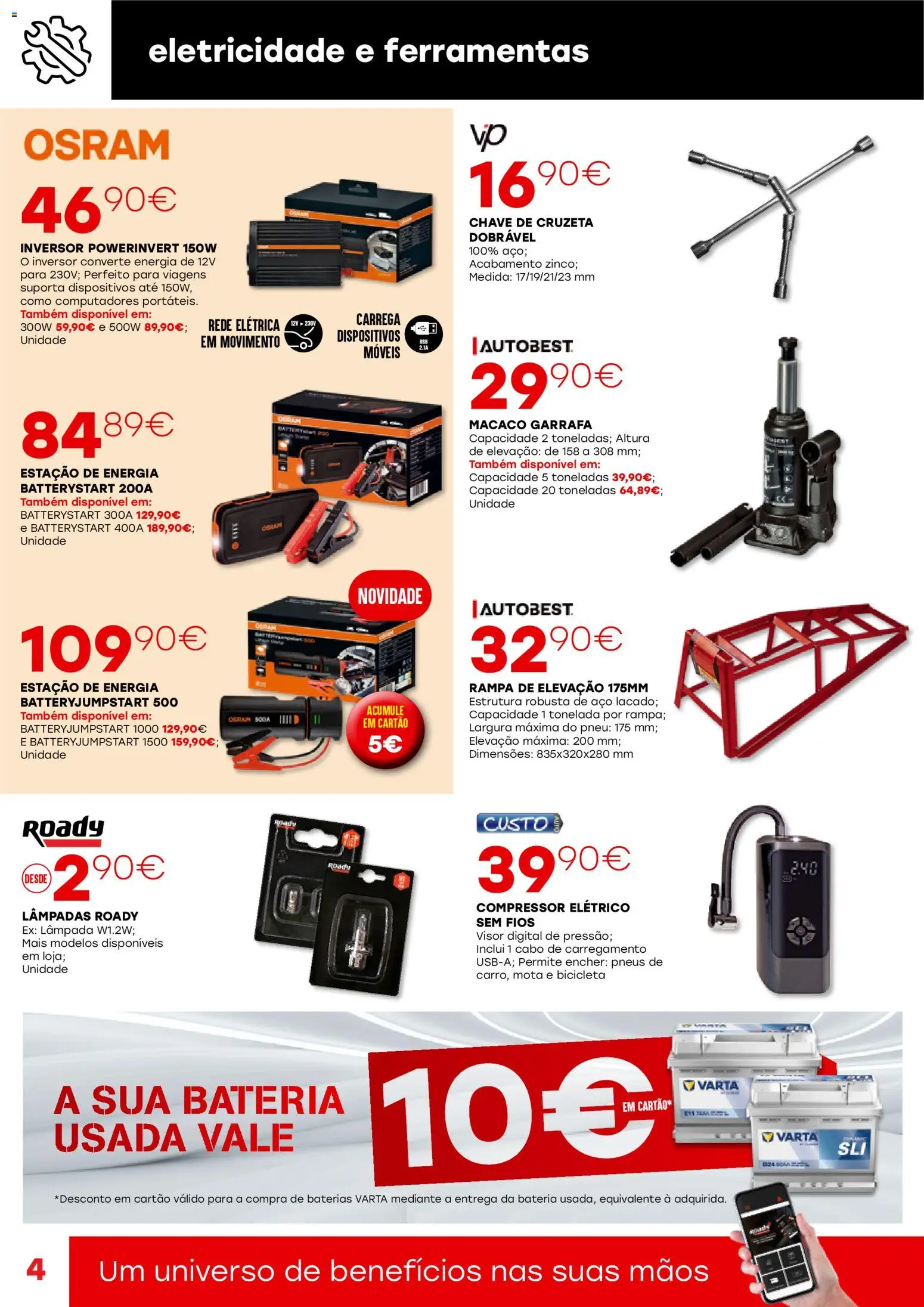 Roady folheto │ válido de 06/08/2026 | Página: 4 | Produtos: Cabo, Lâmpadas, Bateria, Compressor