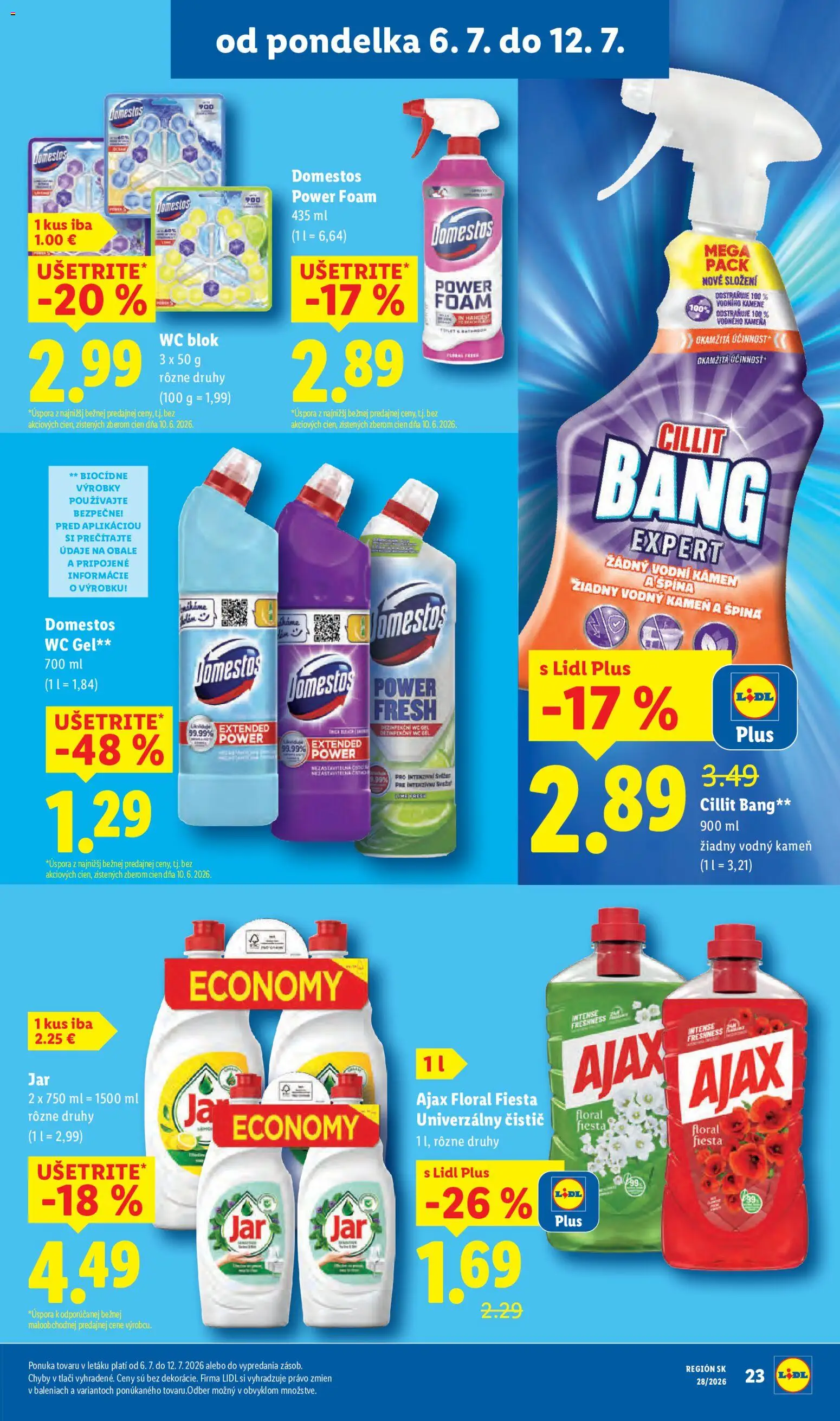 Nové Lidl akcie – leták je platný od 06.07.2026 | Strana: 33 | Produkty: Wc, Wc blok, Domestos, Jar