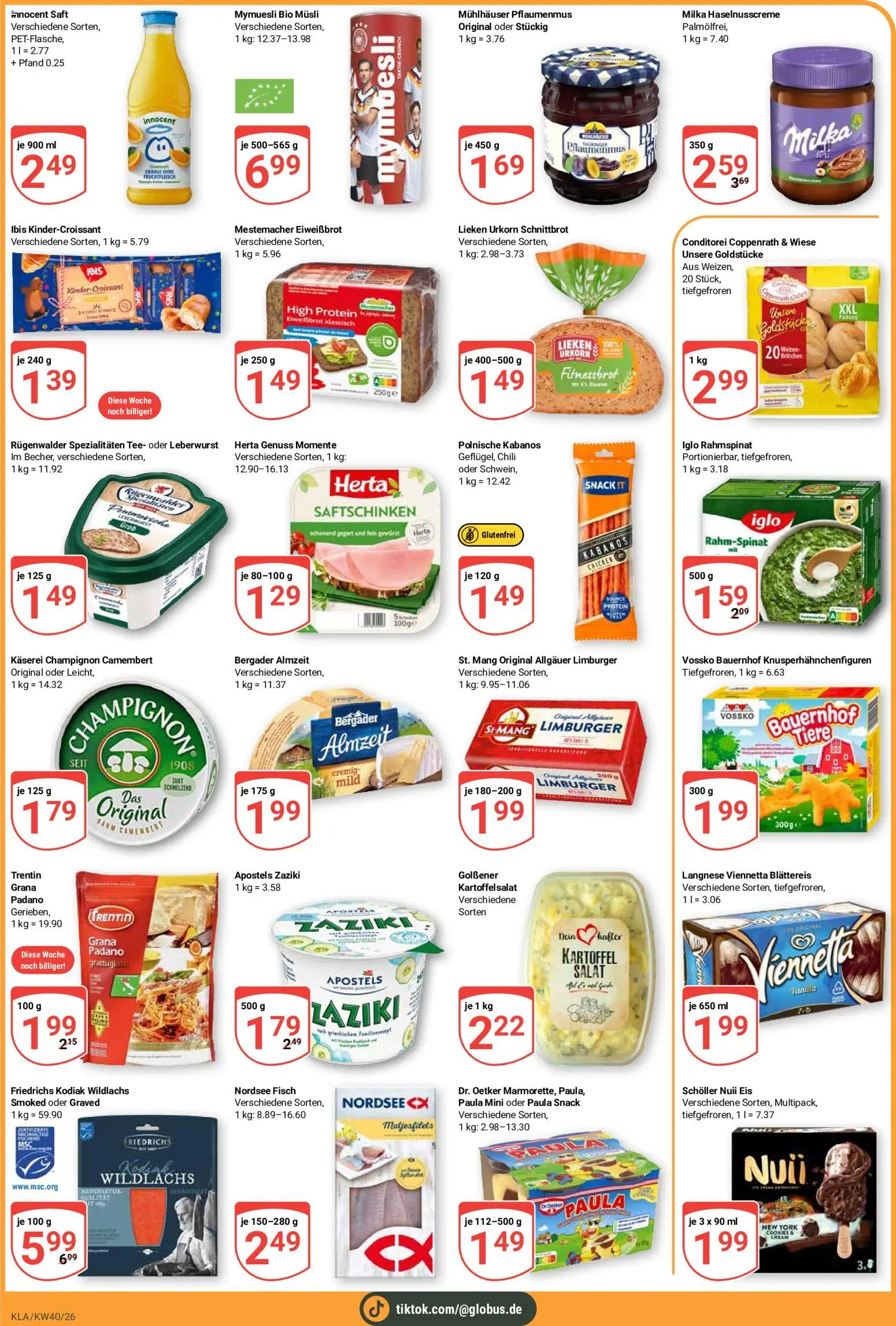 Globus Prospekt Kaiserslautern – gültig ab 28.09.2026 | Seite: 3 | Produkte: Musli, Langnese, Camembert, Eis