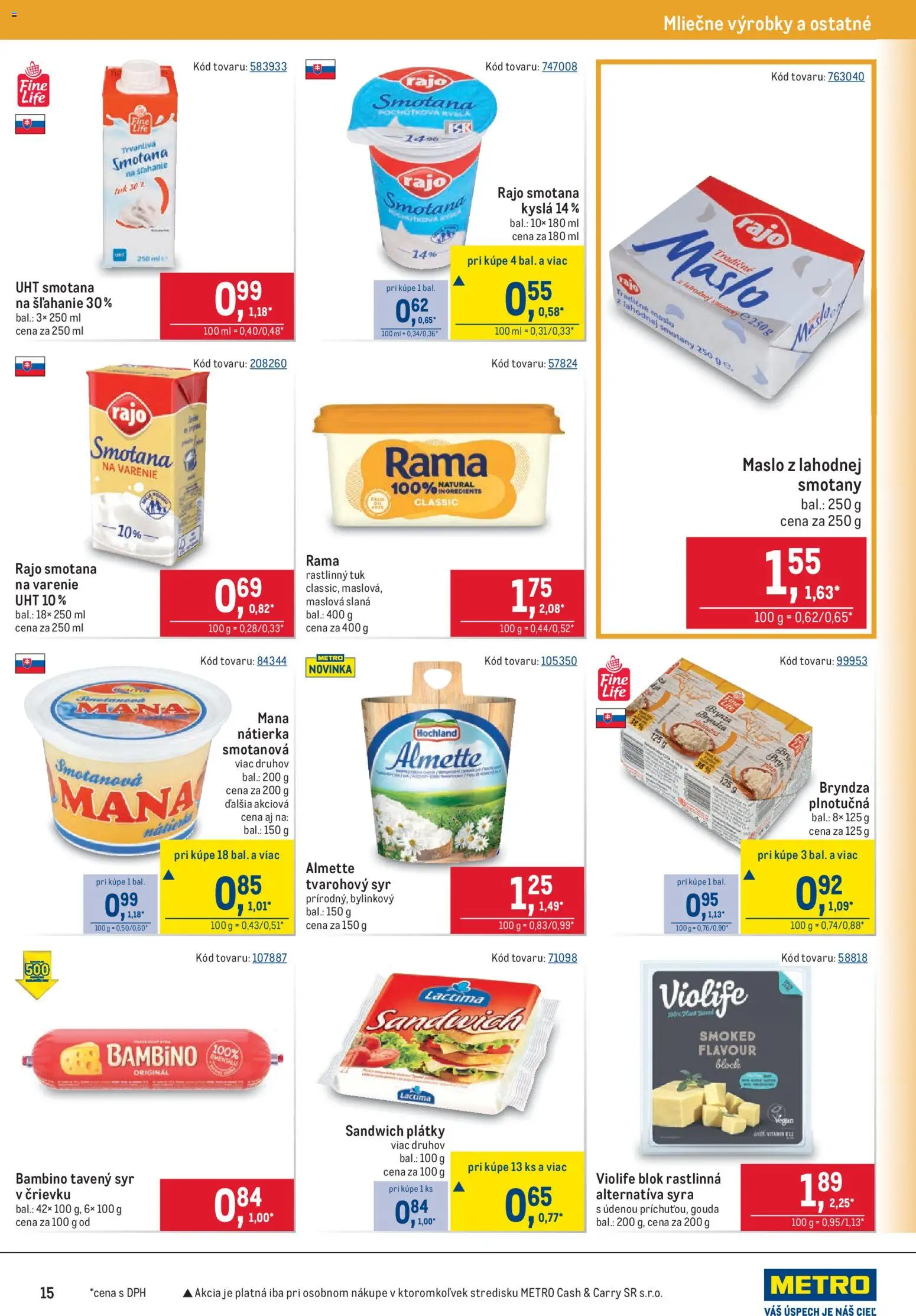Nové Metro akcie – leták je platný od 17.06.2026 | Strana: 15 | Produkty: Maslo, Syr, Gouda, Rama