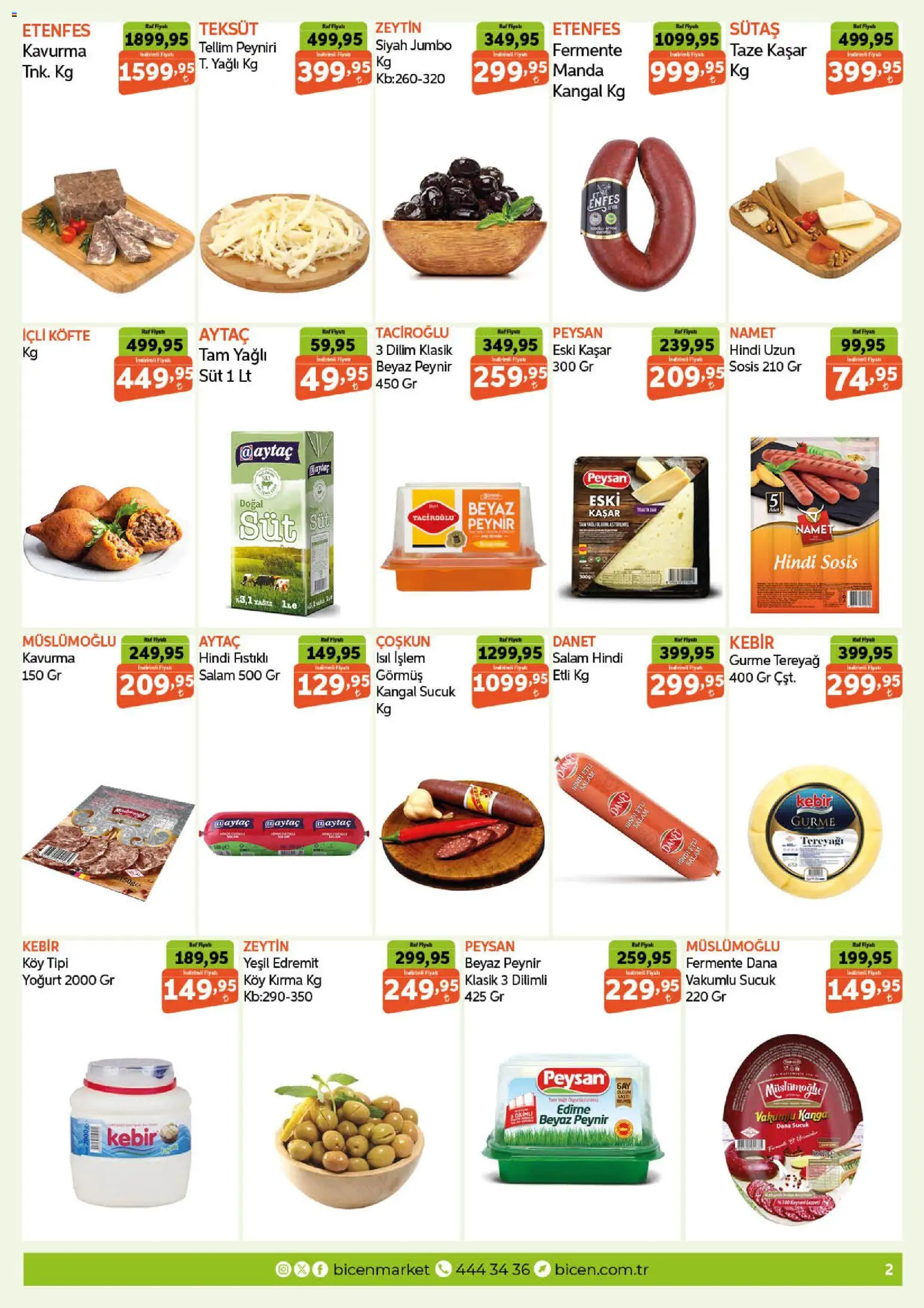 Biçen Market Katalog - 14 Temmuz 2026 tarihinden itibaren geçerlidir | Sayfa: 2 | Ürünler: Peynir, Yoğurt, Salam, Sosis