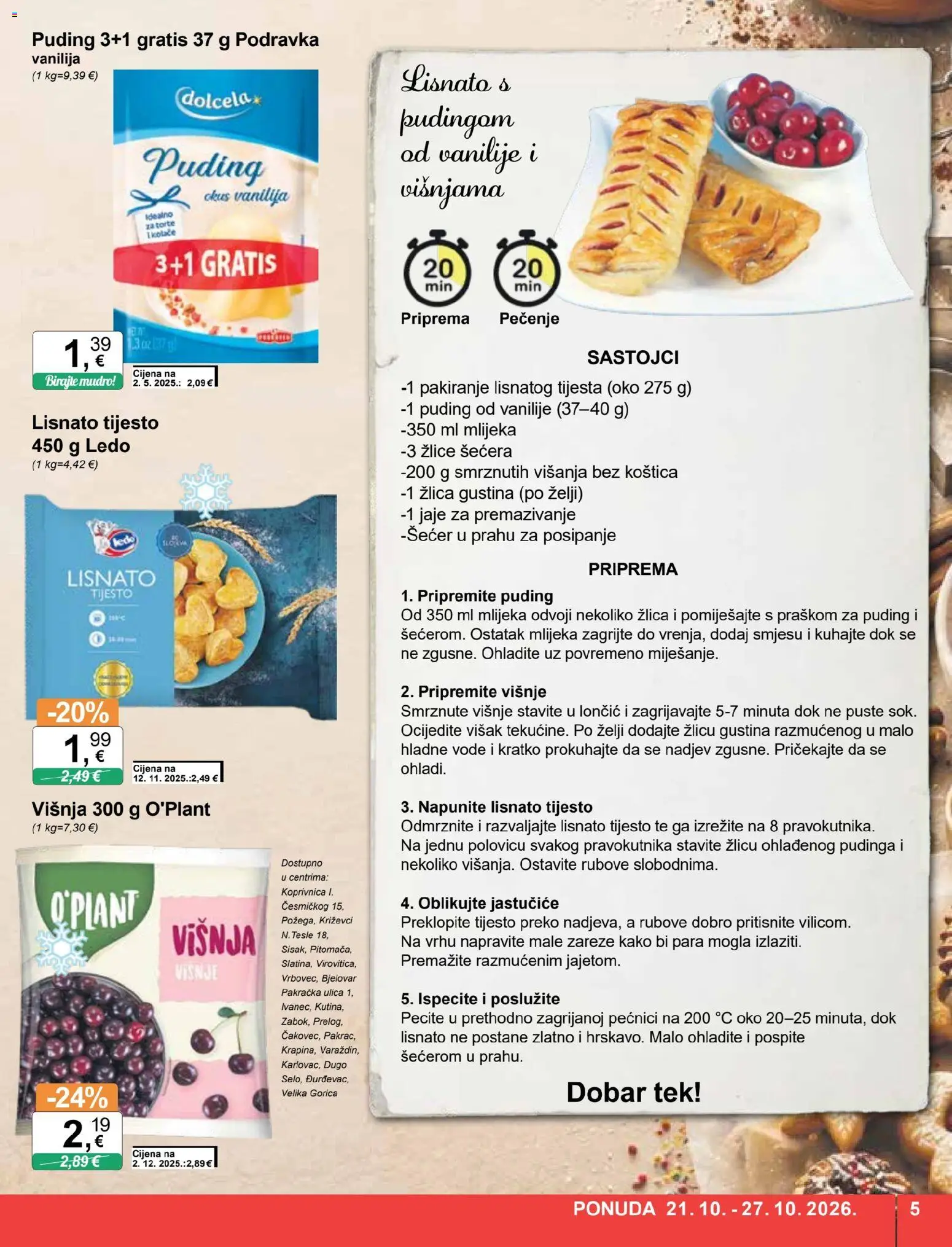 KTC katalog | vrijedi od 21.10.2026 | Stranica: 5 | Proizvodi: Tijesto, Puding, Podravka, Lisnato tijesto