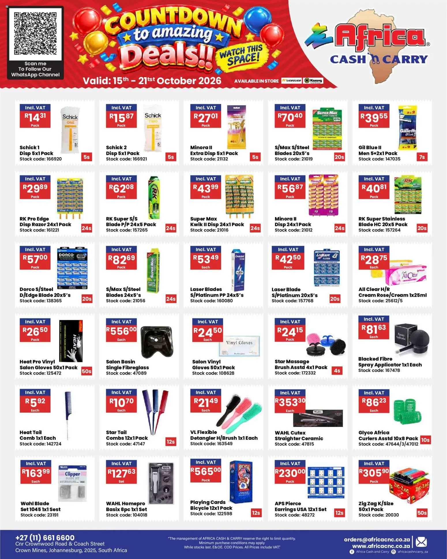 New Africa Cash & Carry catalogue – valid from 15/10/2026 | Page: 21 | Products: Watch, Earrings, Gloves, Brush