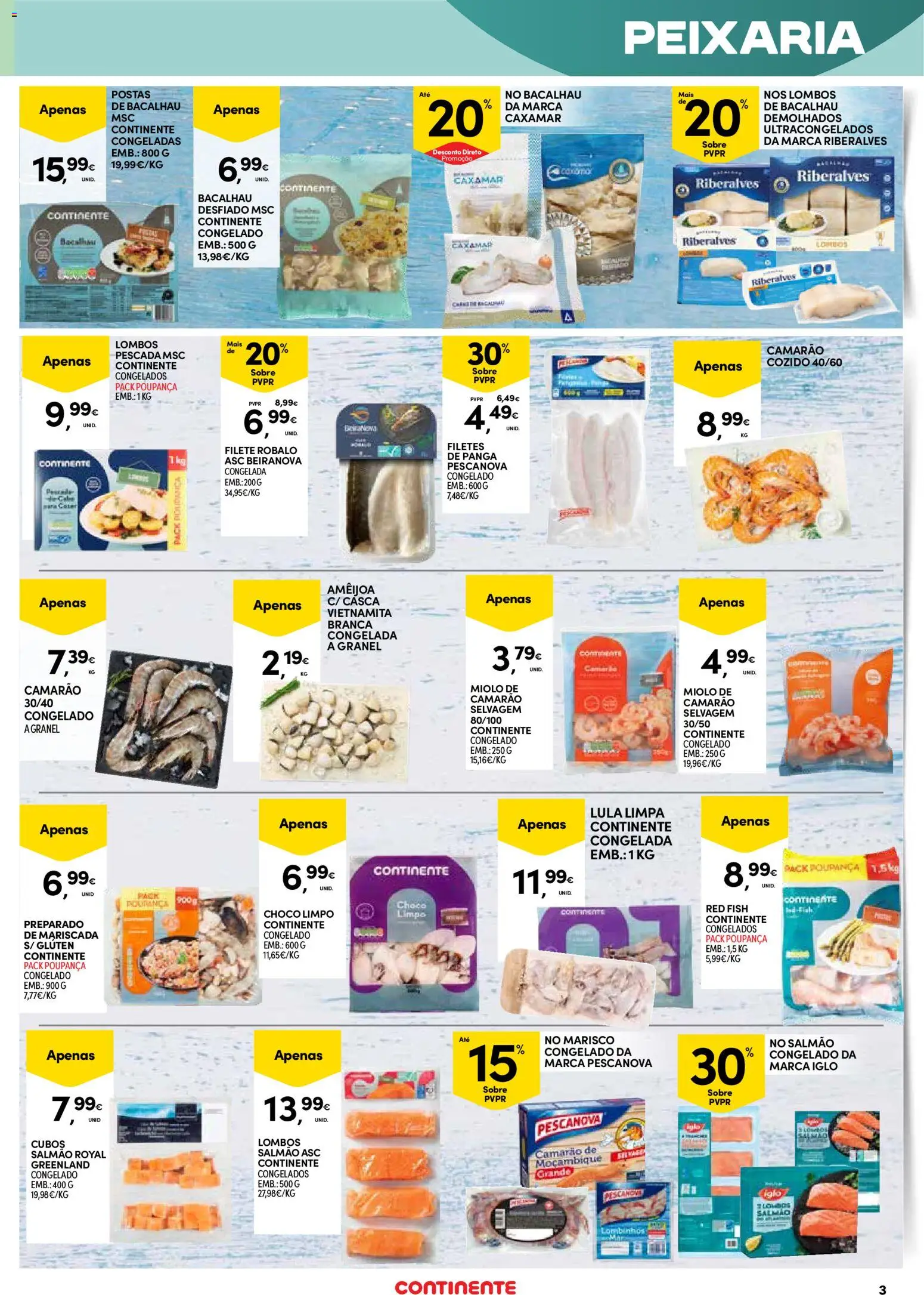 Continente Açores  │ válido de 14.05.2026 | Página: 3 | Produtos: Bacalhau, Pescada, Camarão, Salmão
