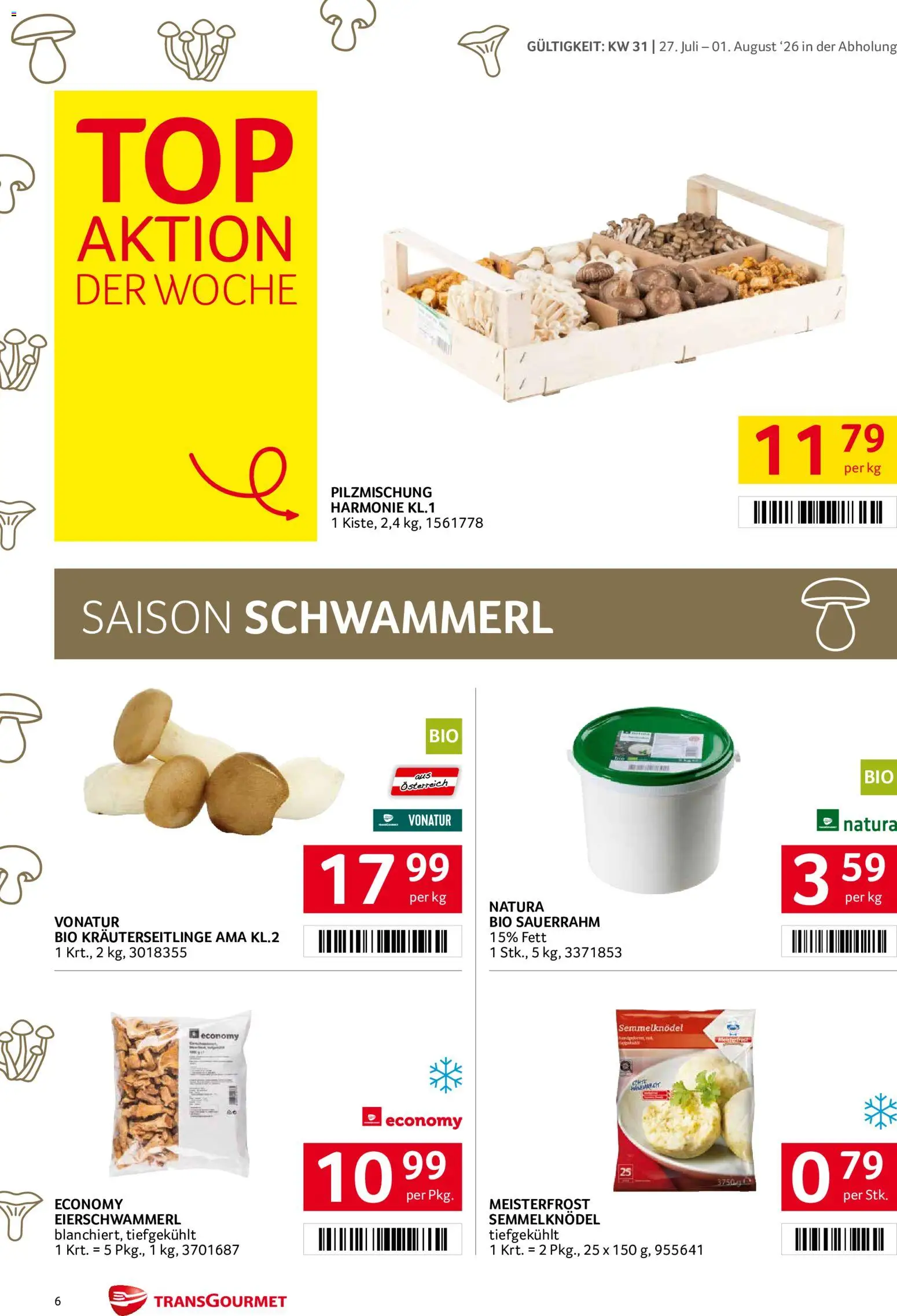 Transgourmet Flugblatt gültig ab 27.07.2026 | Seite: 6 | Produkte: Sauerrahm