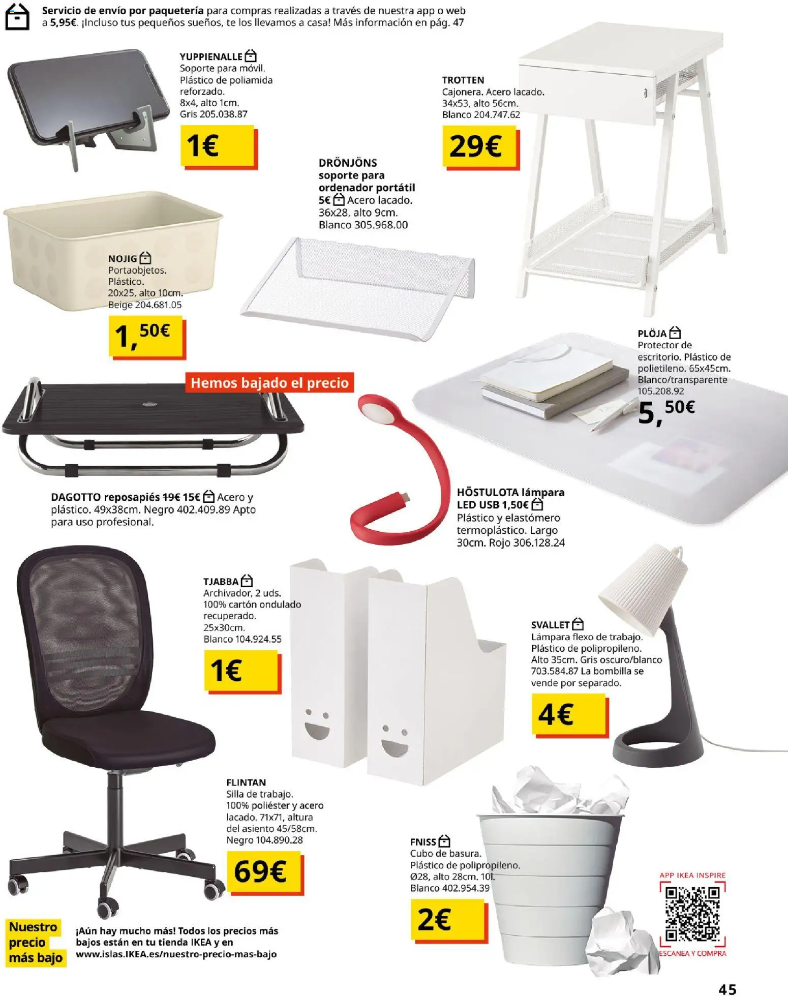 IKEA - Precios bajos │ válido desde el 13.04.2026 | Página: 45 | Productos: Soporte para ordenador portátil, Reposapiés, Té, USB
