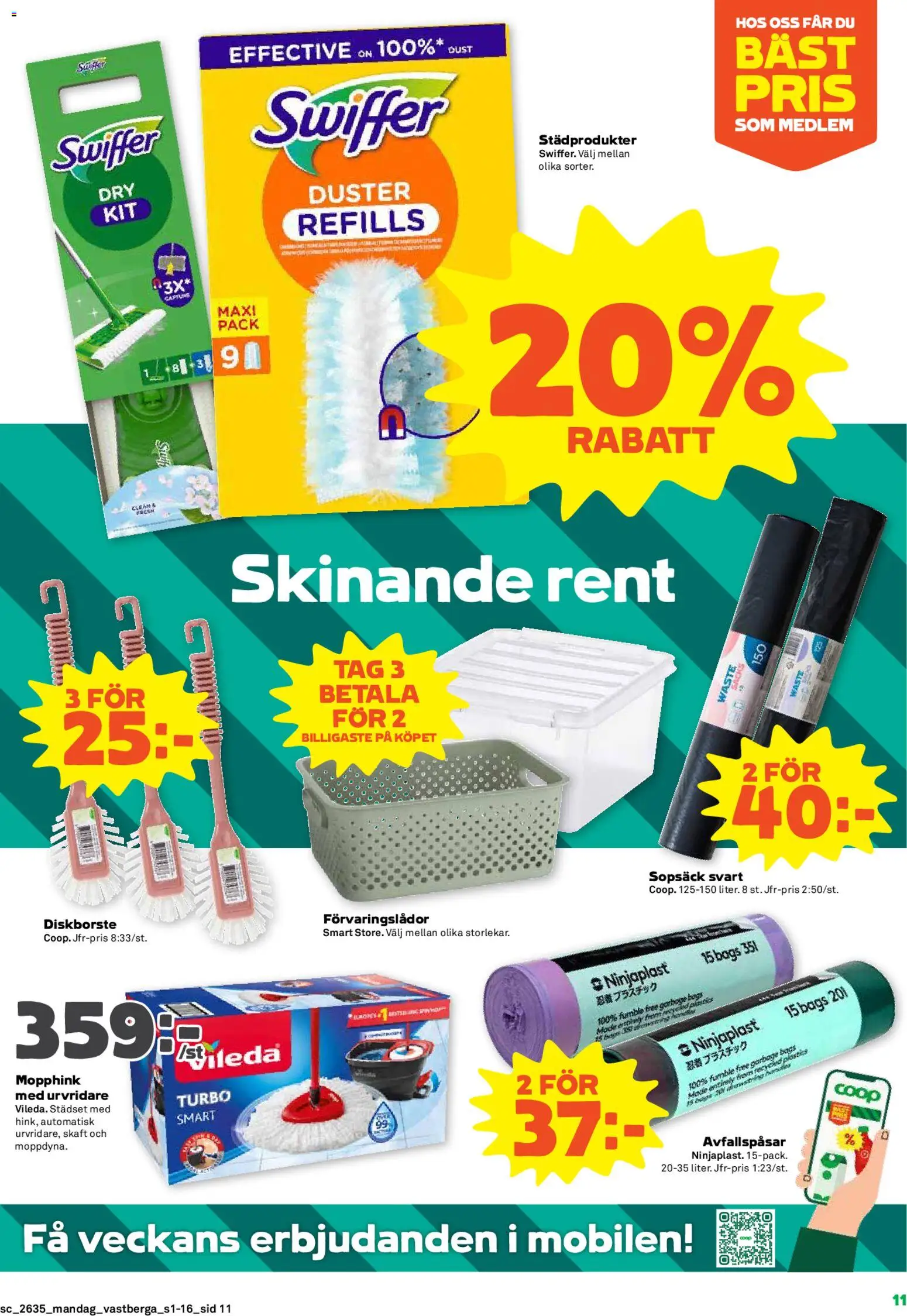 Coop Forum reklamblad aktuell från 24/08/2026 | Sida: 11 | Produkter: Förvaringslådor, Diskborste, Avfallspåsar