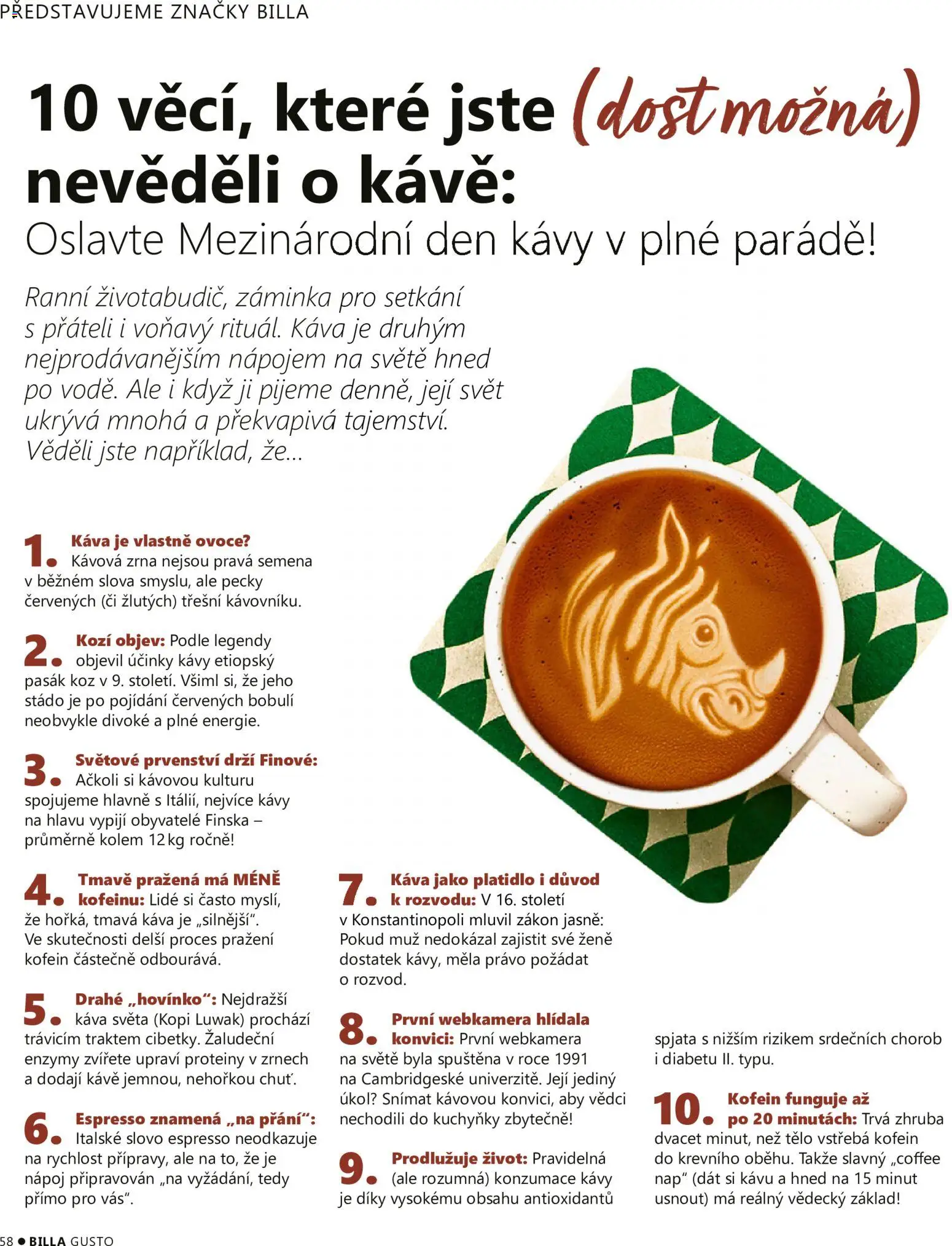 Billa leták - Gusto: Podzim 2026 od 01.09.2026 | Strana: 58 | Produkty: Ovoce, Káva, Proteiny, Semena