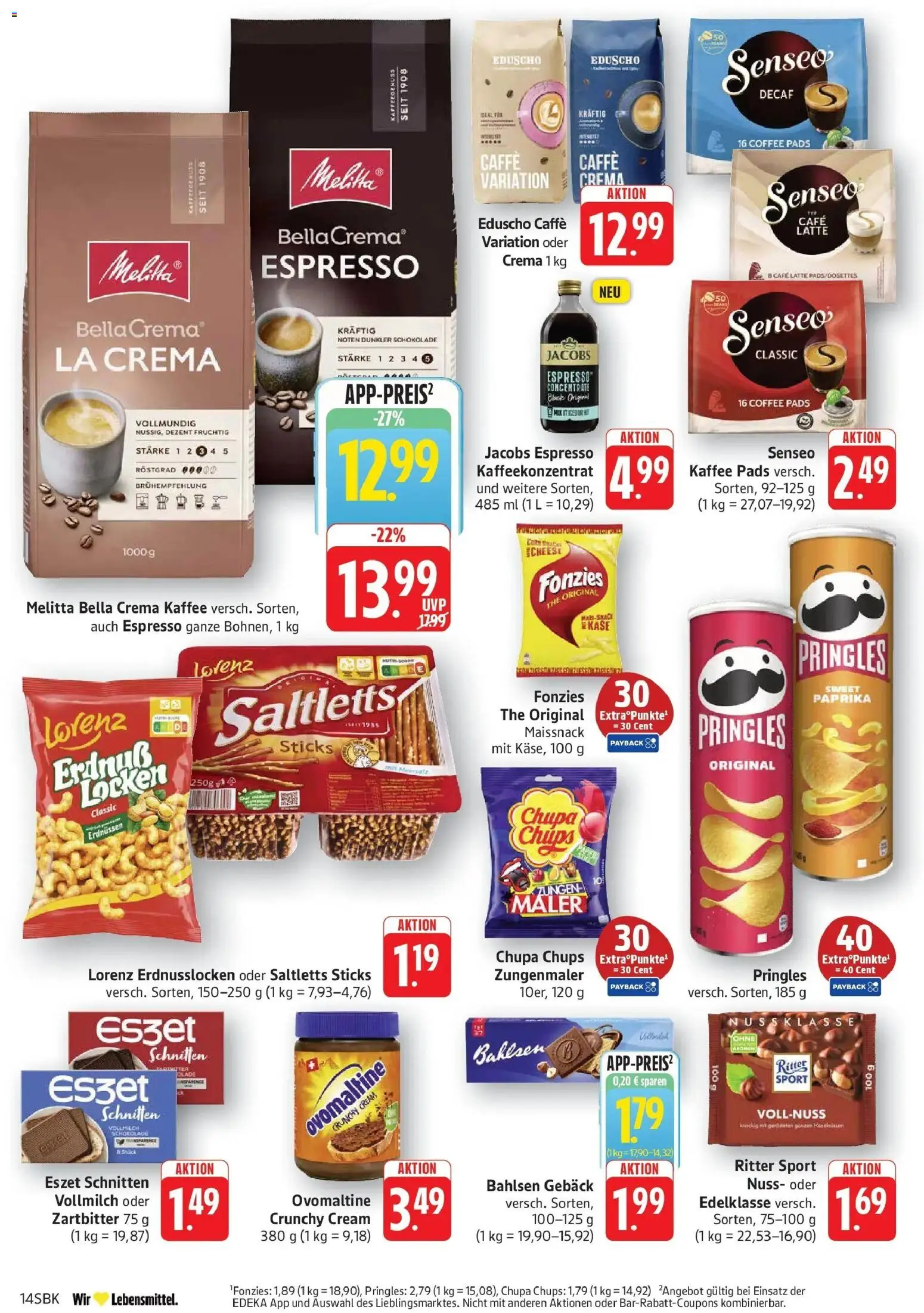 Edeka Prospekt Bruchsal – gültig ab 27.07.2026 | Seite: 14 | Produkte: Melitta, Käse, Paprika, Eduscho