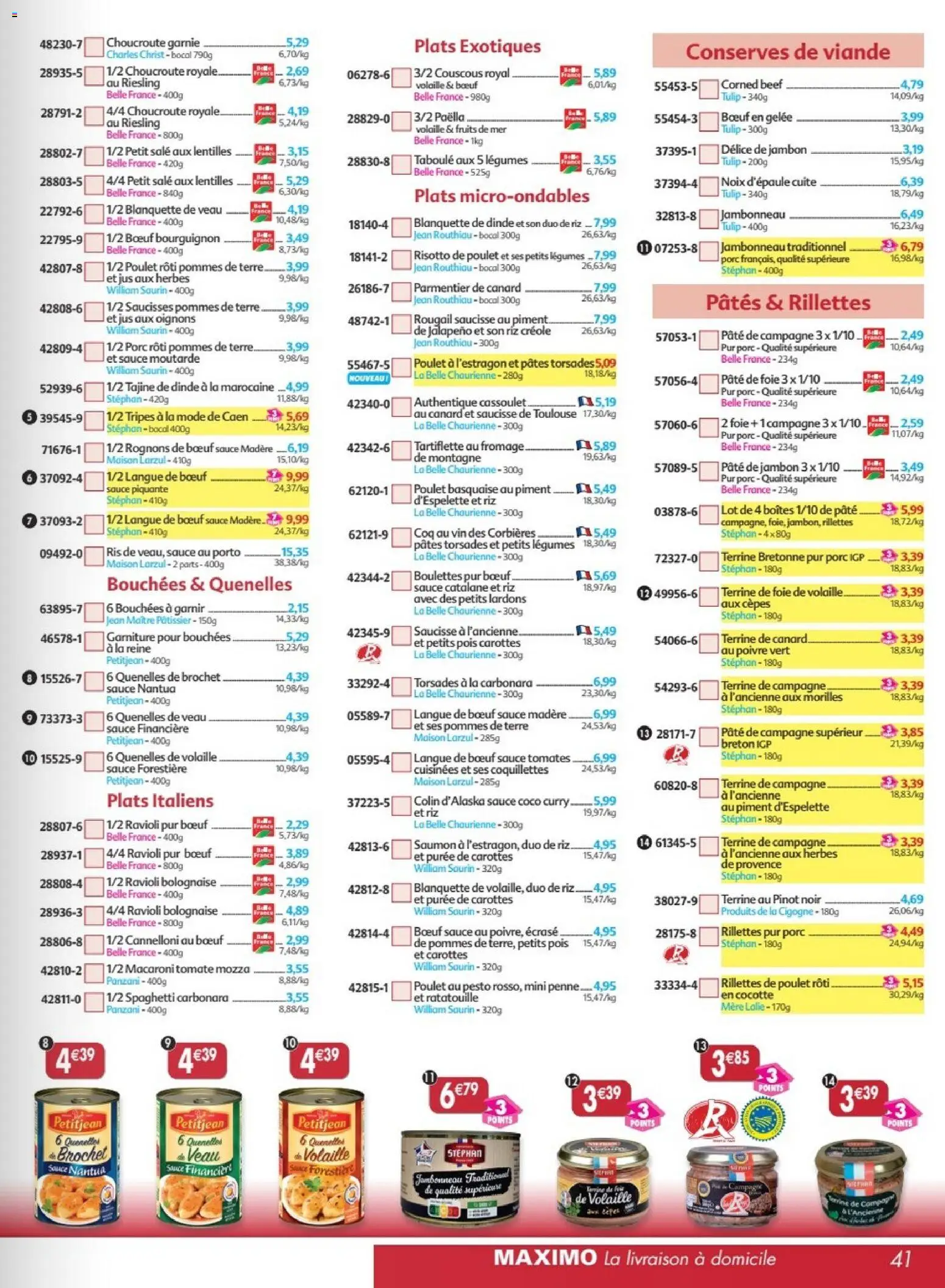 {H1} | Page: 41 | Produits: Langue de bœuf, Jambon, Jus, Gelée
