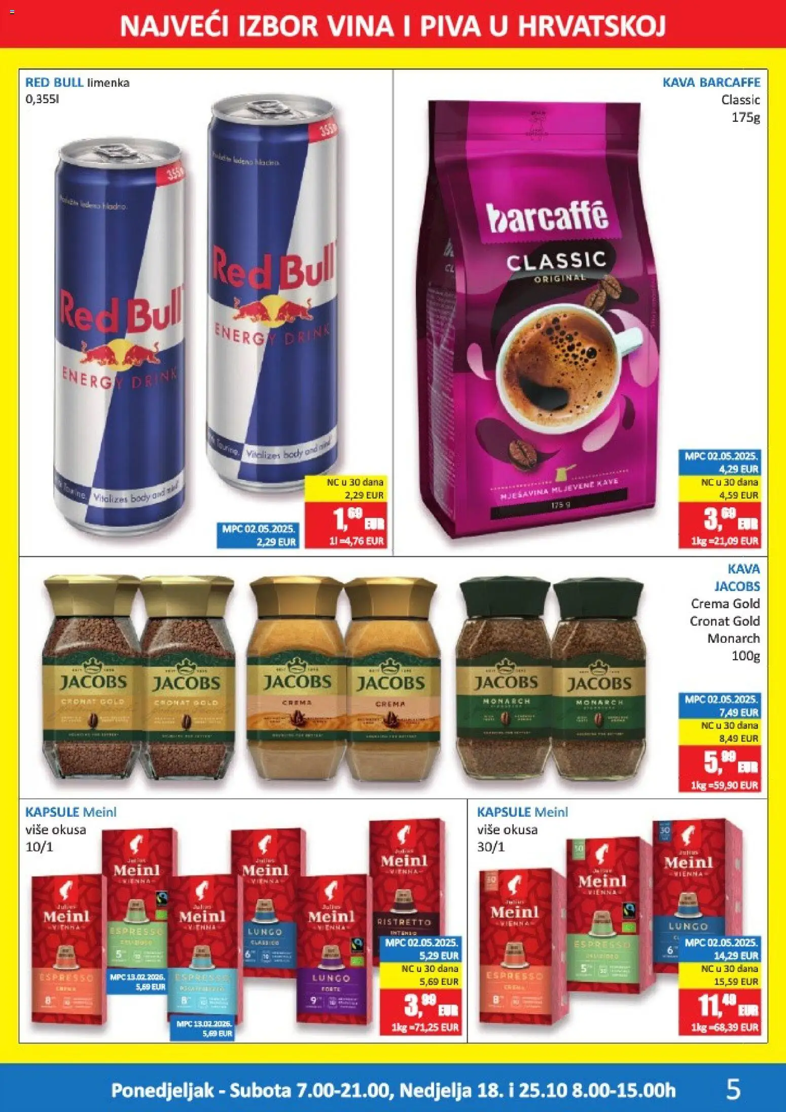 Vrutak katalog | vrijedi od 12.10.2026 | Stranica: 5 | Proizvodi: Espresso, Jacobs cronat gold, Barcaffe, Red Bull