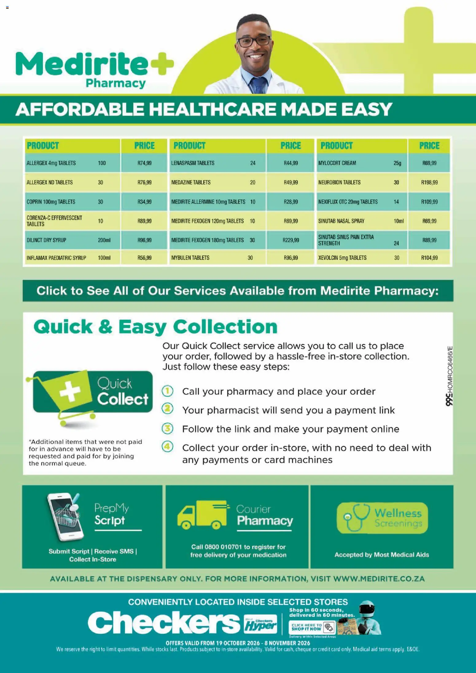 New Checkers catalogue – valid from 19/10/2026 | Page: 4 | Products: Cream, Syrup, Nasal spray