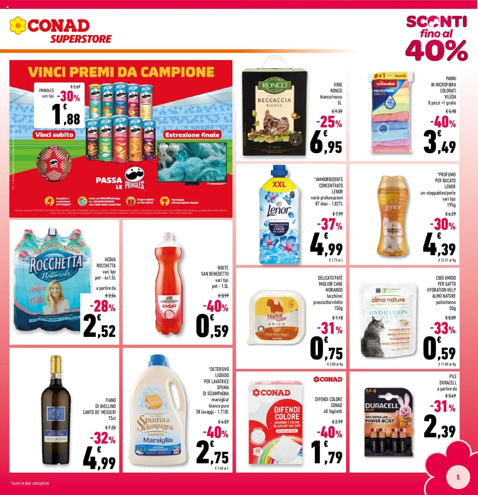 Volantino Conad del 17.06.2026 | Pagina: 5 | Prodotti: Paté, Vino, Lavatrice, Bibite