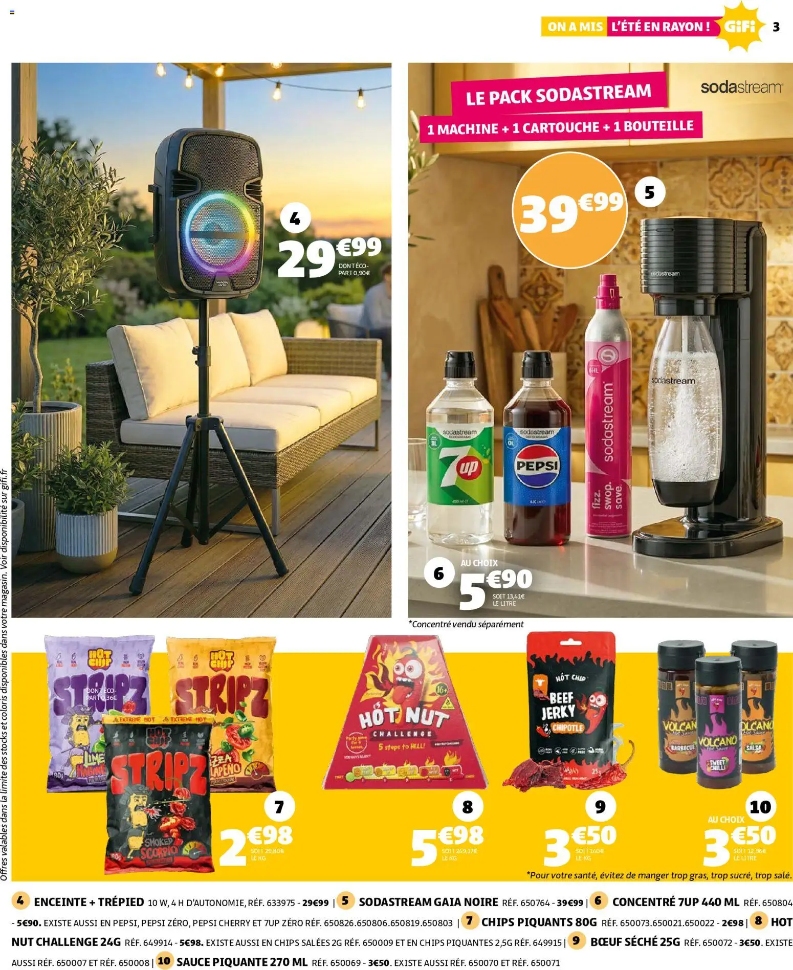 {H1} | Page: 3 | Produits: Enceinte, Barbecue, Cartouche, Chips