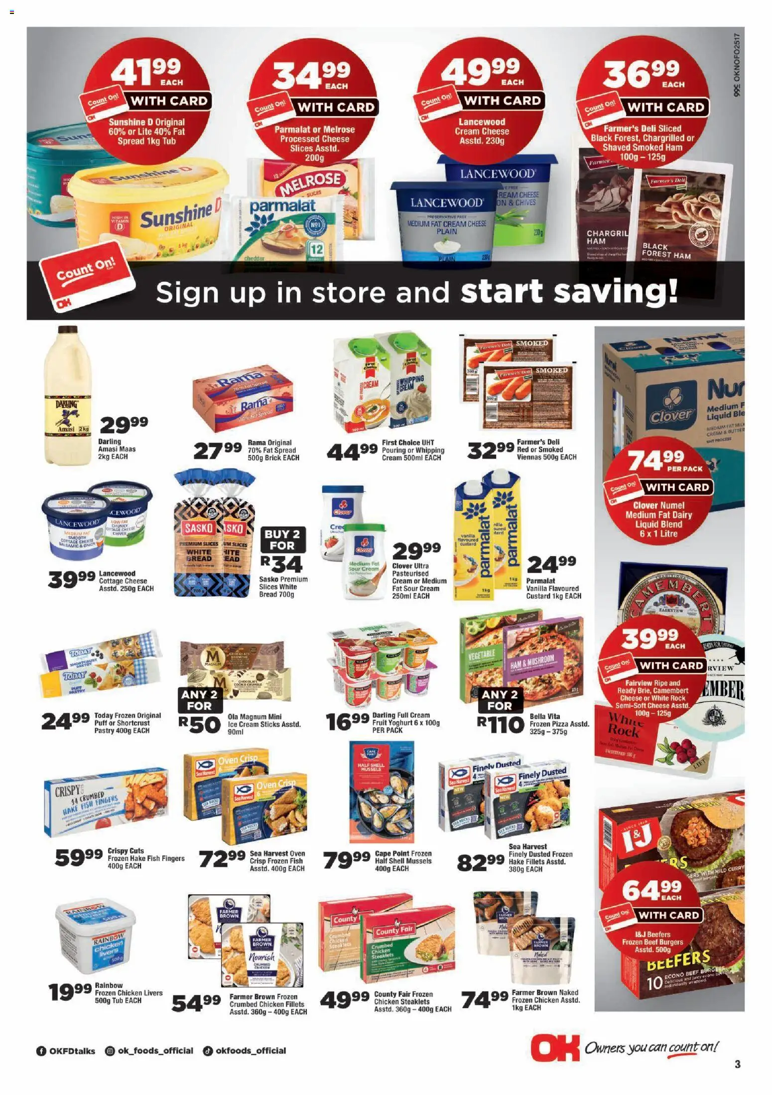 New OK Foods catalogue – valid from 15/07/2026 | Page: 3 | Products: Oven, Milk, Cheese, Ham