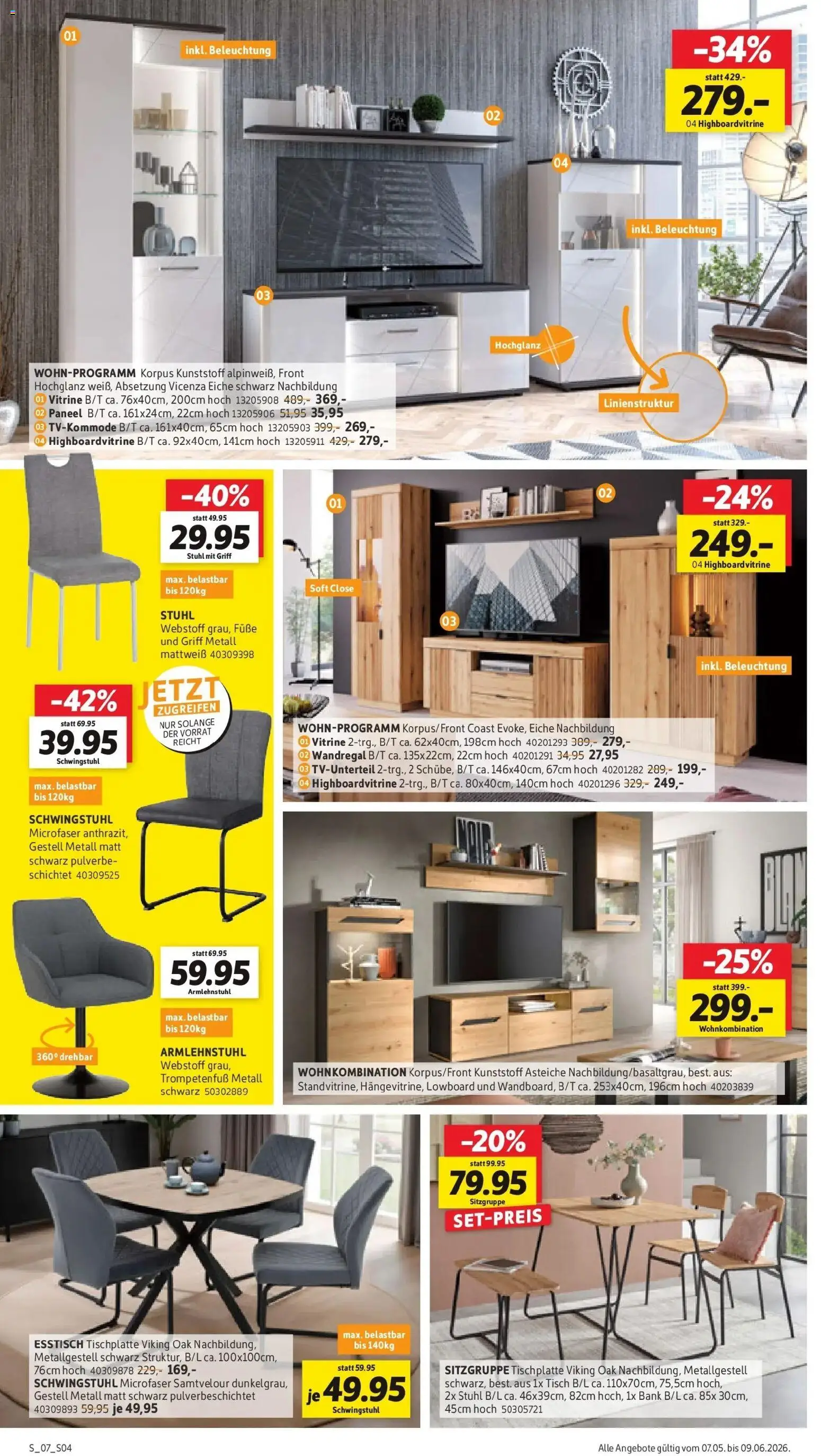 Sconto Prospekt Großpösna – gültig ab 07.05.2026 | Seite: 4 | Produkte: HIghboard, Wandregal, Tisch, Stuhl