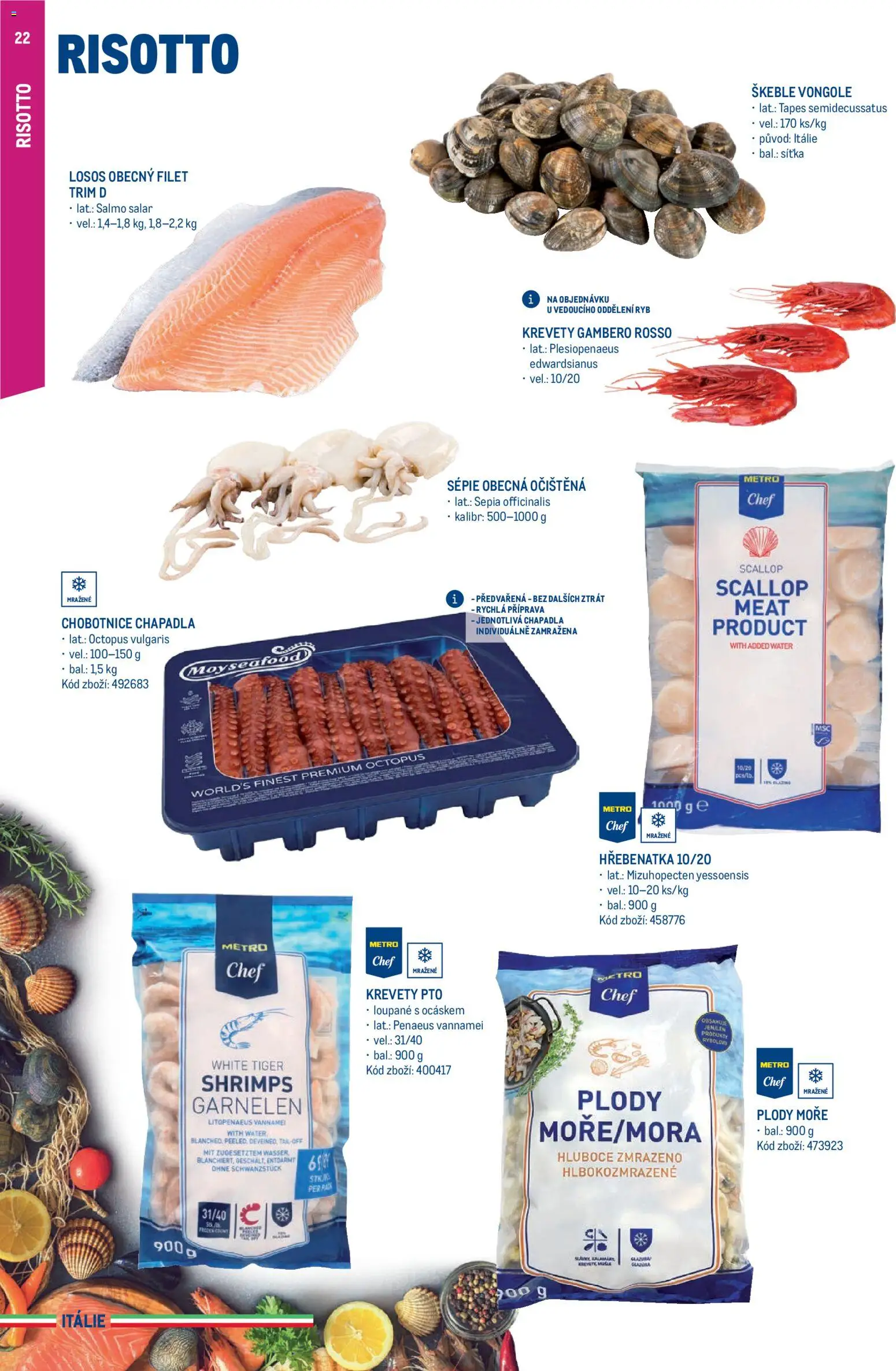 Makro leták - Itálie od 15.05.2026 | Strana: 22 | Produkty: Tiger, Chobotnice, Filet, Krevety