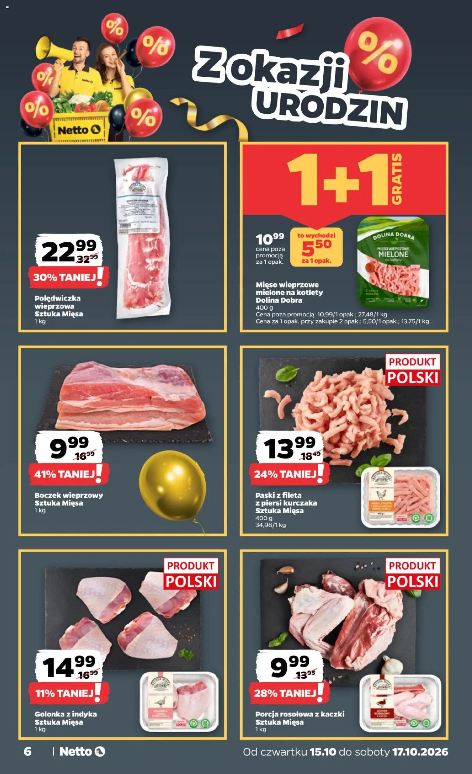 Netto gazetka od czwartku od 15.10.2026 | Strona: 6 | Produkty: Golonka, Piersi, Boczek wieprzowy, Boczek