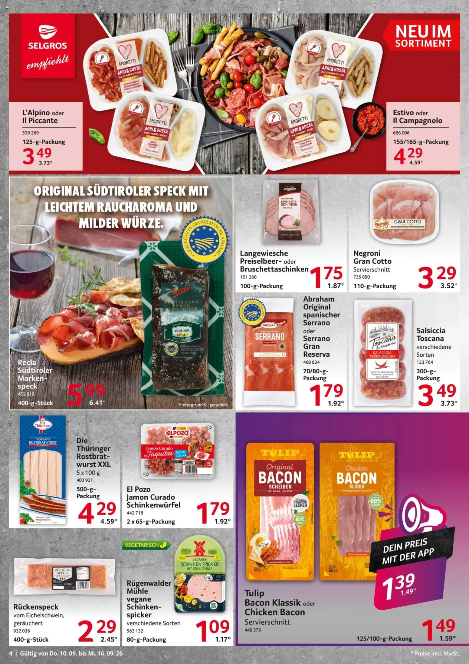 Selgros Prospekt – gültig ab 10.09.2026 | Seite: 4 | Produkte: Mühle, Wurst, Schinken