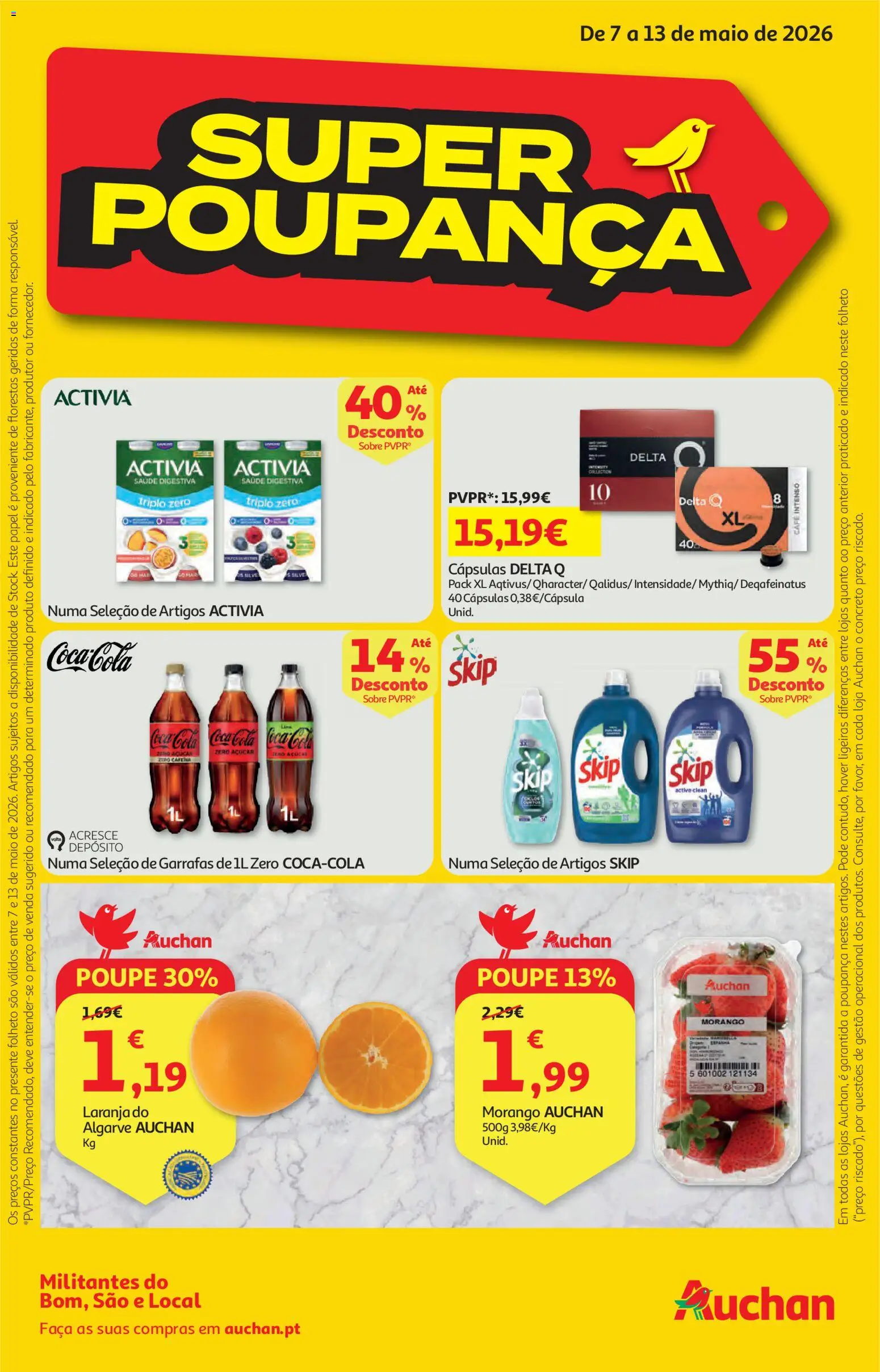Auchan folheto │ válido de 07.05.2026 | Página: 1 | Produtos: Faca, Delta q, Café, Açúcar