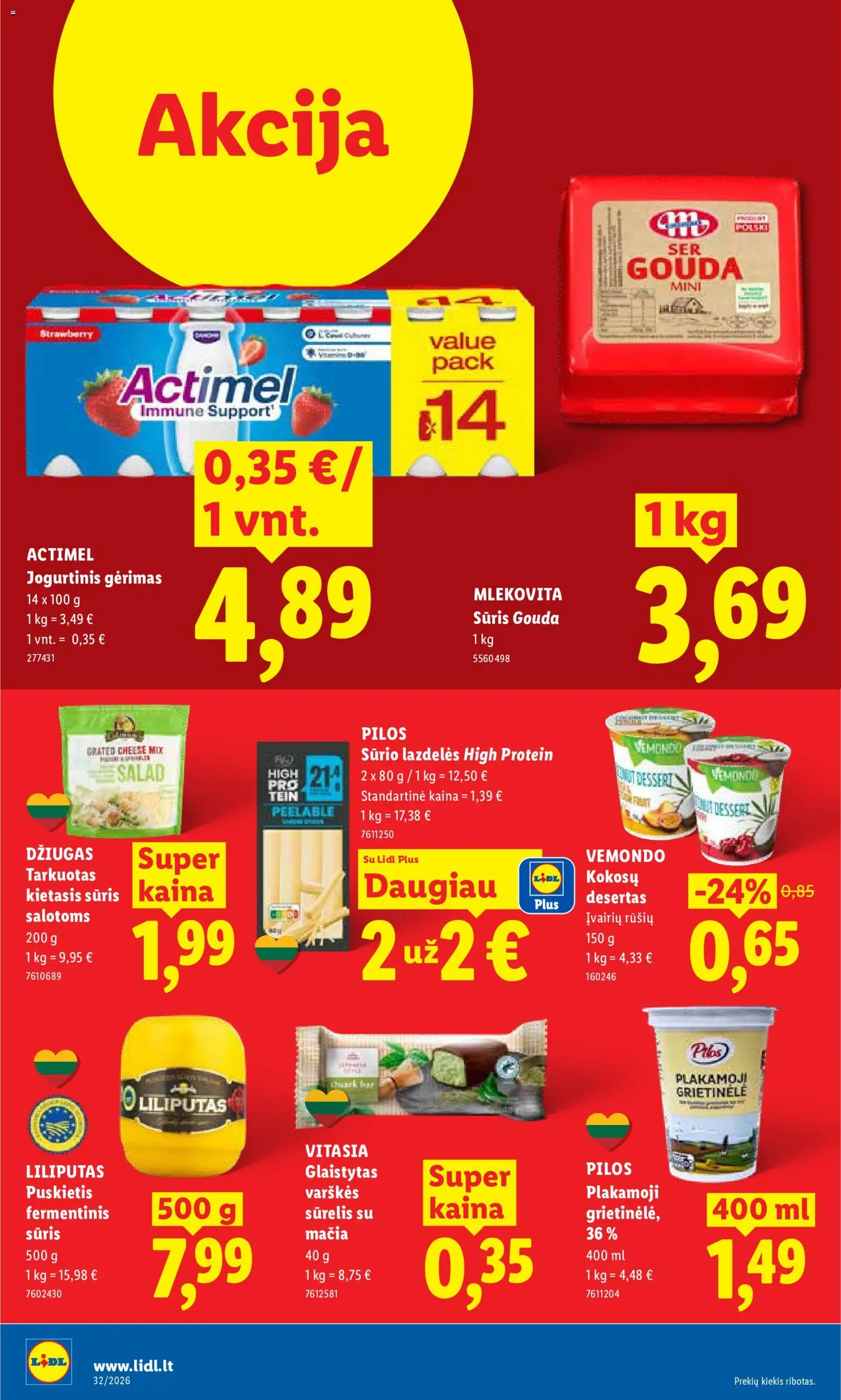 LIDL akcijos nuo 2026.08.03 | Puslapis: 16 | Prekių: Grietinėlė, Sūrelis, Sūris