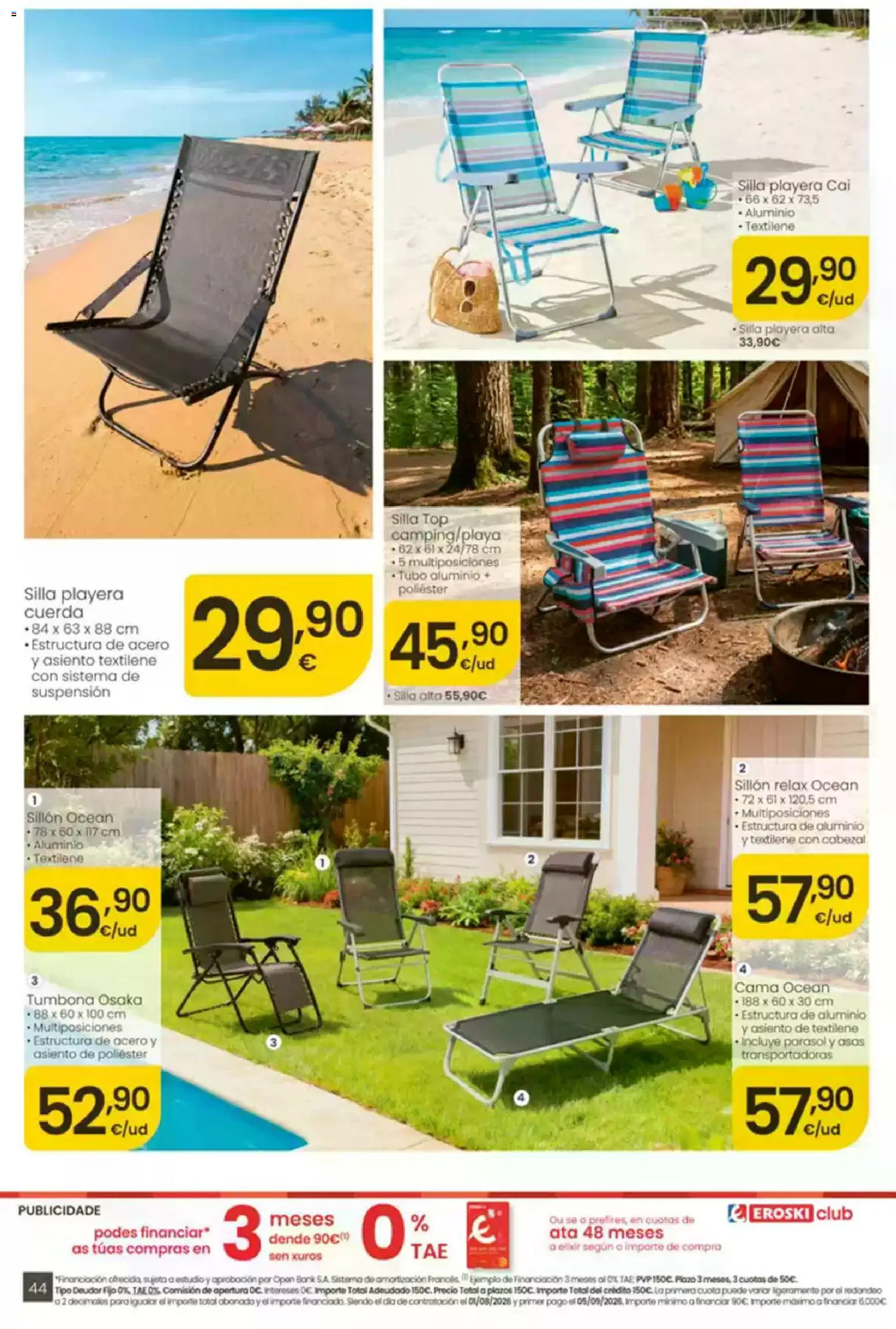 Eroski É bo que sexa de aquí │ válido desde el 30/07/2026 | Página: 44 | Productos: Tumbona, Cama, Sillón, Silla