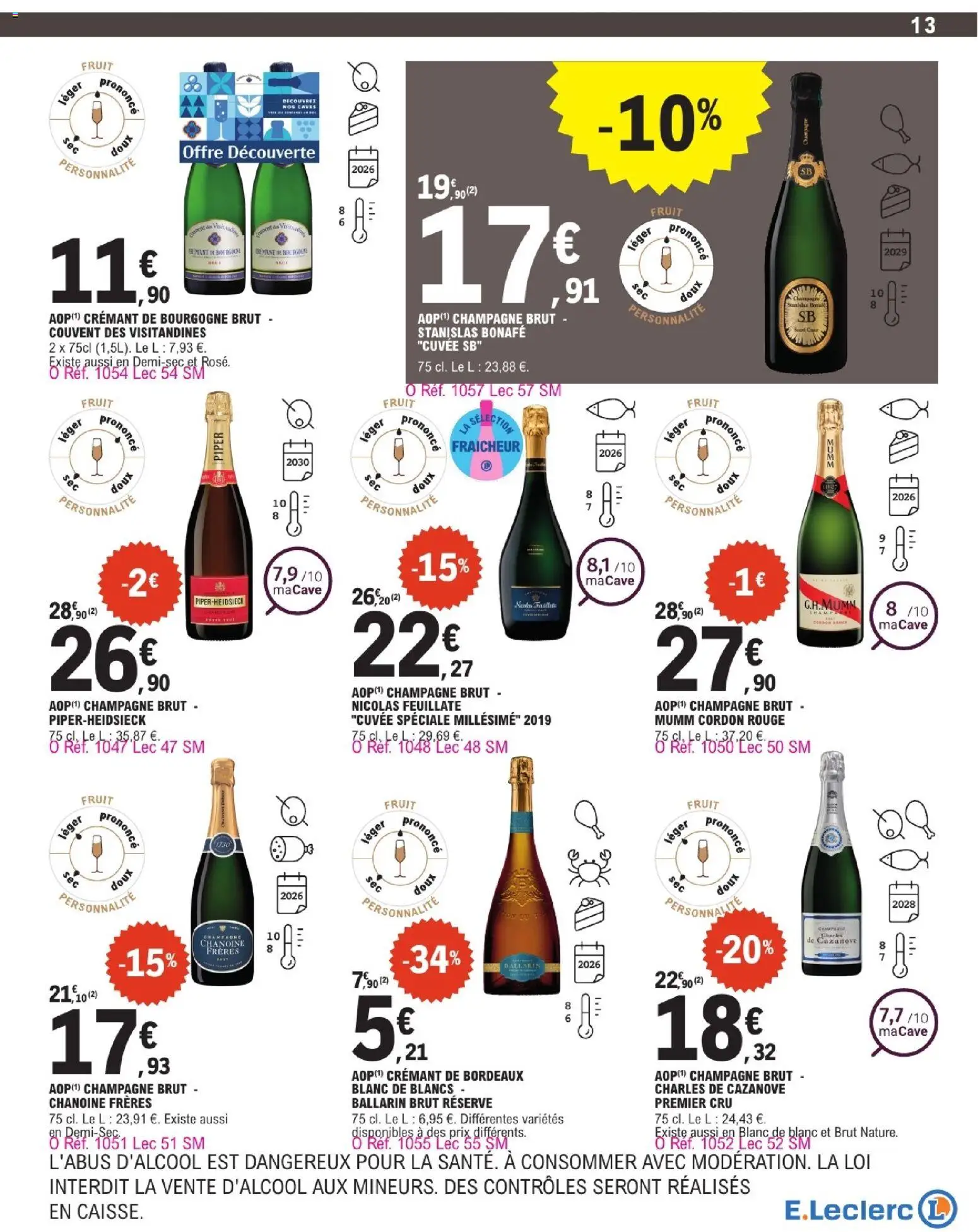 {H1} | Page: 13 | Produits: Champagne brut, Crémant de bourgogne, Champagne, Crémant