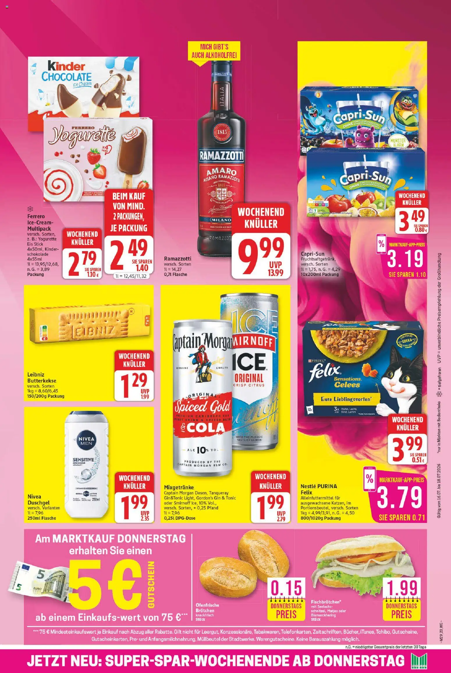 Marktkauf Prospekt – gültig ab 13.07.2026 | Seite: 29 | Produkte: Spiel, Gin, Eis, Ramazzotti