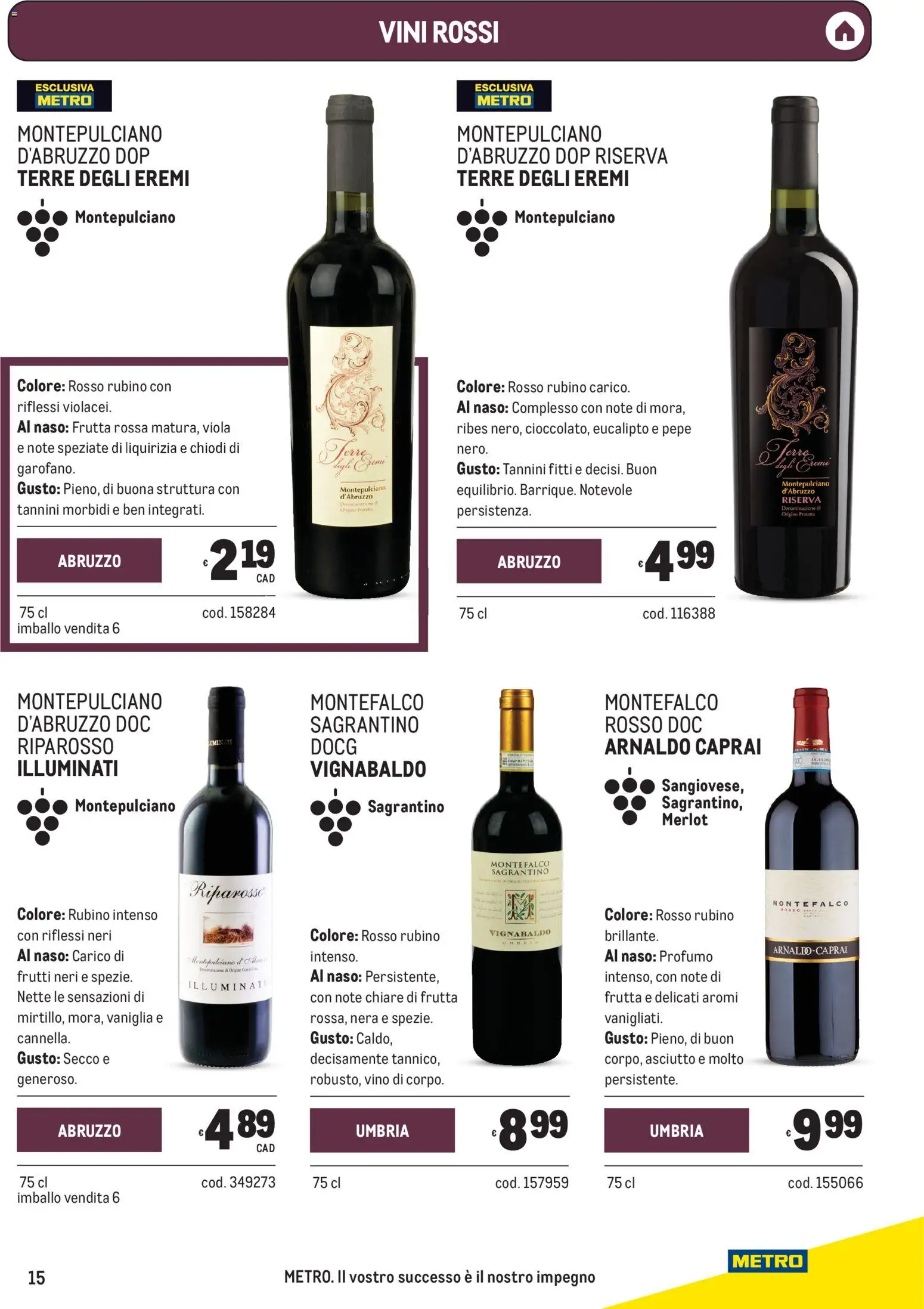Volantino Metro del 24/09/2026 | Pagina: 15 | Prodotti: Frutta, Vino, Chiodi, Profumo