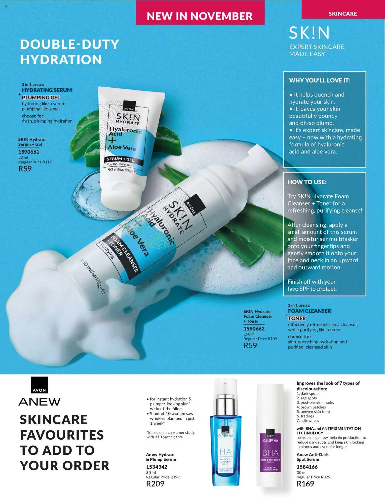 New Avon catalogue – valid from 01/10/2026 | Page: 25 | Products: Serum, Toner, Aloe Vera, Foam