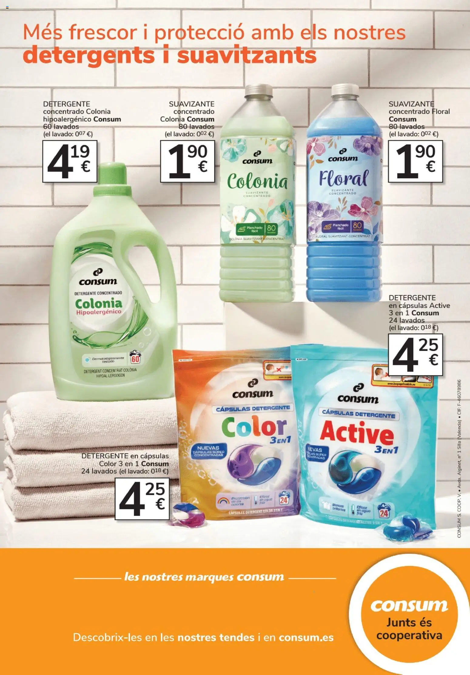 Consum folleto │ válido desde el 27/08/2026 | Página: 24 | Productos: Colonia, Detergente, Suavizante, Silla