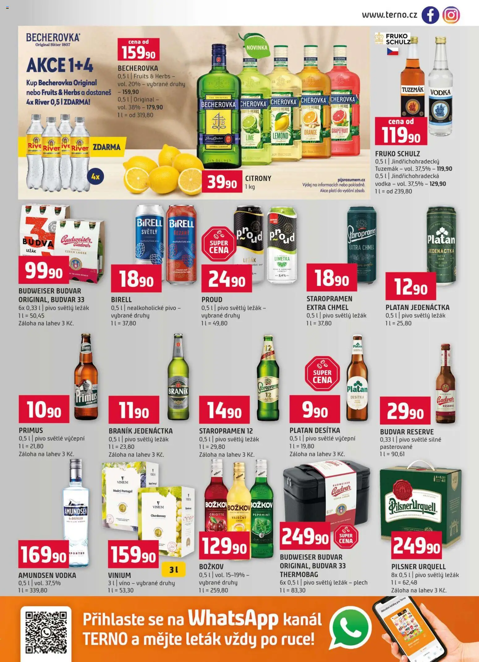 Terno leták od 12.08.2026 | Strana: 13 | Produkty: Staropramen 12, Budvar 33, Becherovka, Tuzemák