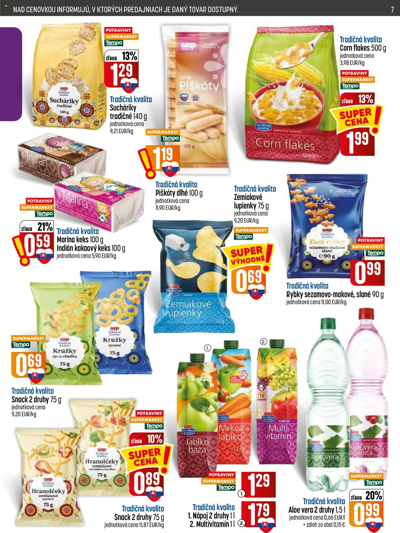 Nové COOP Jednota akcie – leták je platný od 20.08.2026 | Strana: 7 | Produkty: Multivitamín, Syr, Aloe Vera, Mrkva