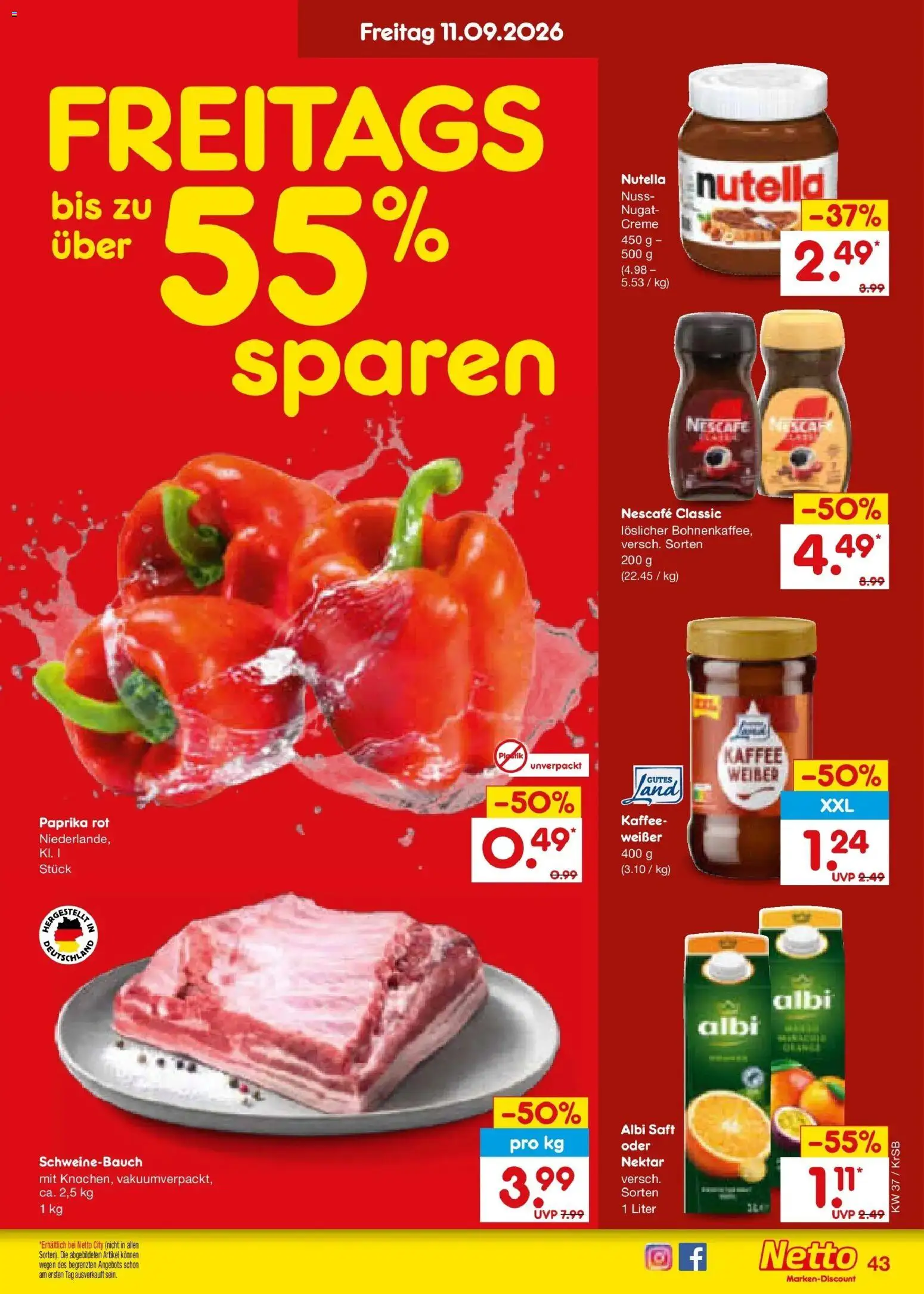 Netto Marken-Discount Prospekt Baesweiler – gültig ab 07.09.2026 | Seite: 61 | Produkte: Kaffee, Creme, Nutella, Nescafe classic