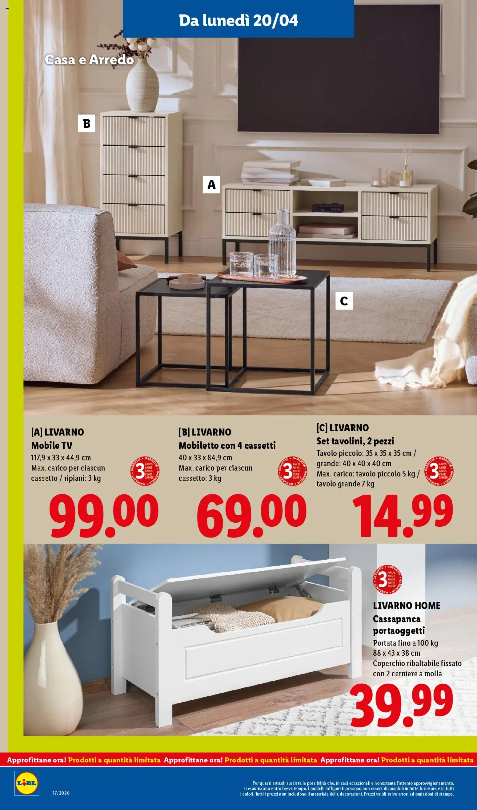 Volantino Lidl del 16.04.2026 | Pagina: 32 | Prodotti: Mobile, TV, Mobile tv, Tavolo
