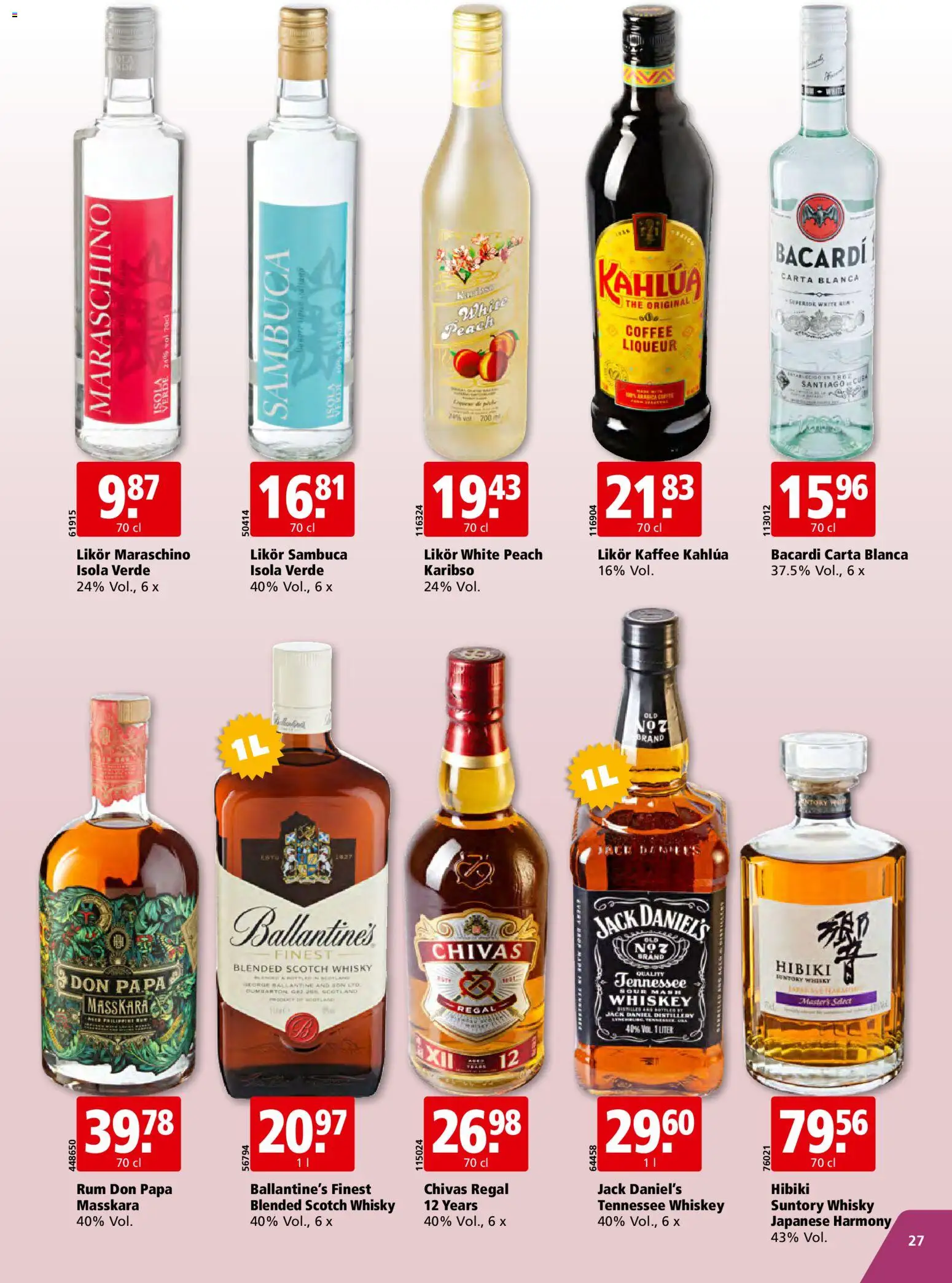 Aligro aktionen Chavannes, Matran, Genf, Sitten – gültig ab 01.06.2026 | Seite: 27 | Produkte: Regal, Likör, Kaffee, Whiskey