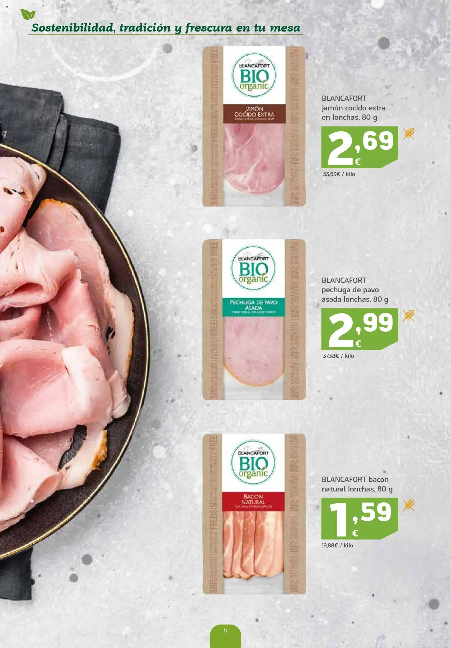 HiperDino Productos Ecológicos │ válido desde el 23/10/2026 | Página: 4 | Productos: Jamón, Jamón cocido, Bacon, Pavo