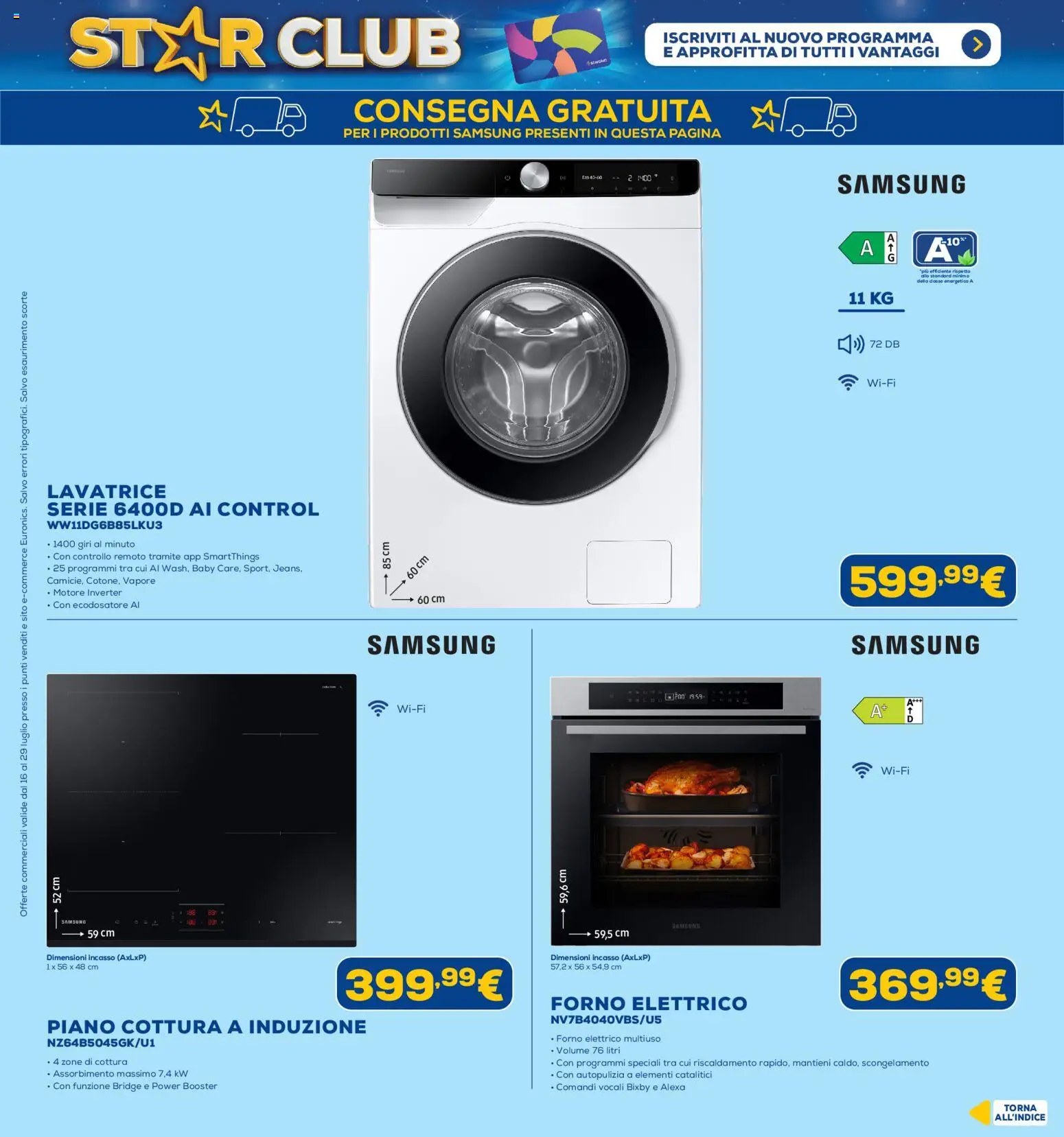 Volantino Euronics del 16/07/2026 | Pagina: 14 | Prodotti: Lavatrice, Piano cottura, Forno elettrico, Samsung