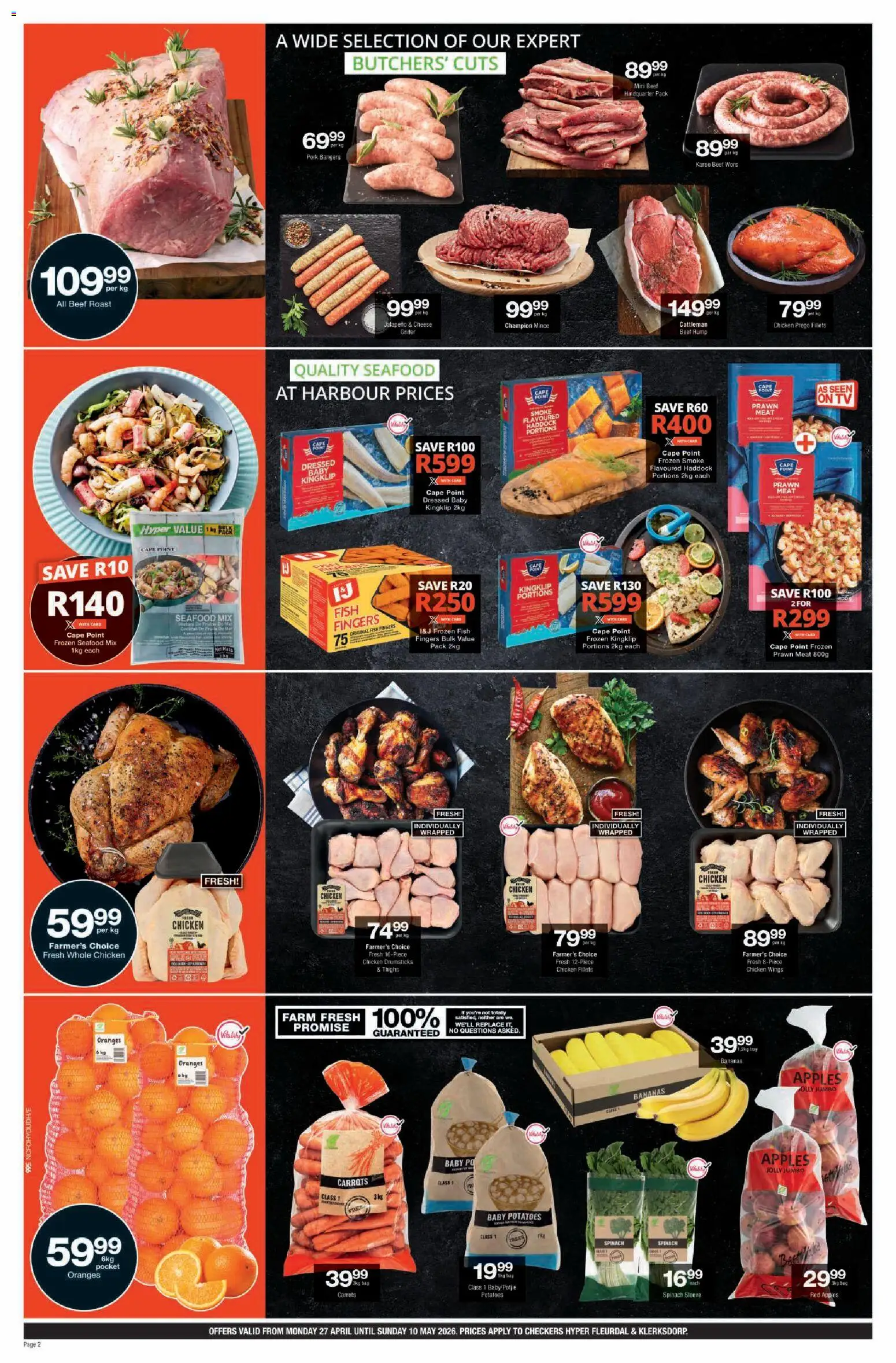New Checkers catalogue – valid from 27.04.2026 | Page: 2 | Products: Bag, Cheese, Chicken, Potatoes