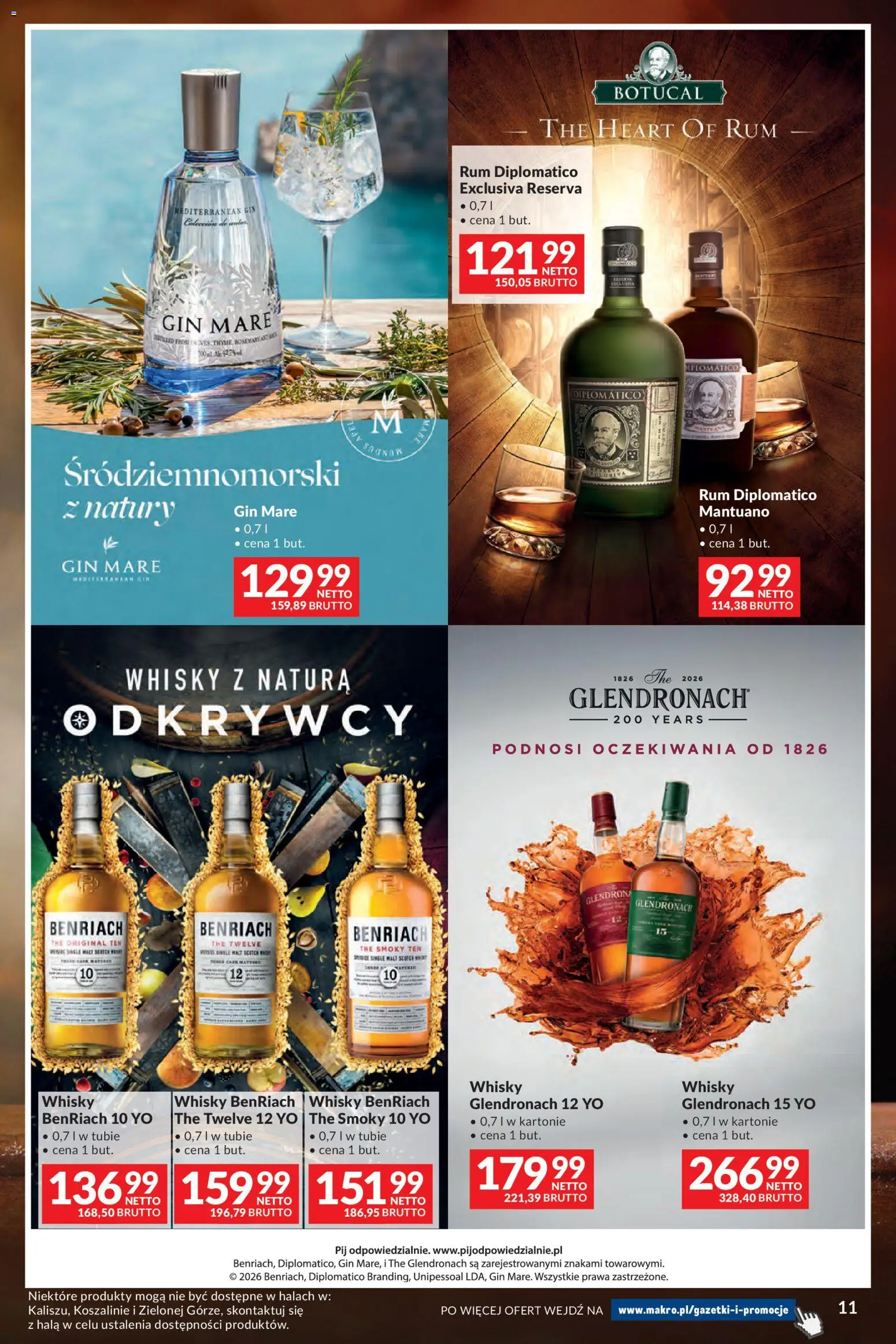Makro gazetka - Whisky od 29.09.2026 | Strona: 11 | Produkty: Rum Diplomatico, Glendronach 12, Rum, Diplomatico
