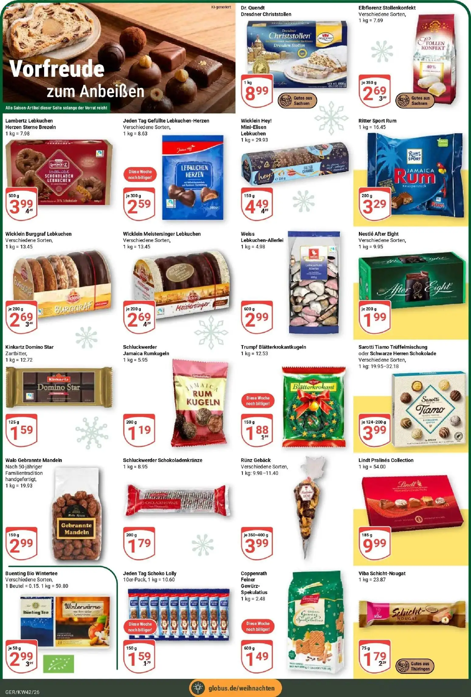 Globus Prospekt Gera (ab 12.10.2026) » Angebote online | Seite: 5 | Produkte: Ritter sport, Mandeln, Rumkugeln, Tee
