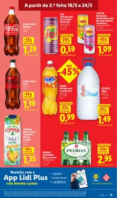 Pré-visualização Lidl folheto válido de 18.05.2026 | Página: 19 | Produtos: Agua, Fanta, Kombucha, Água mineral